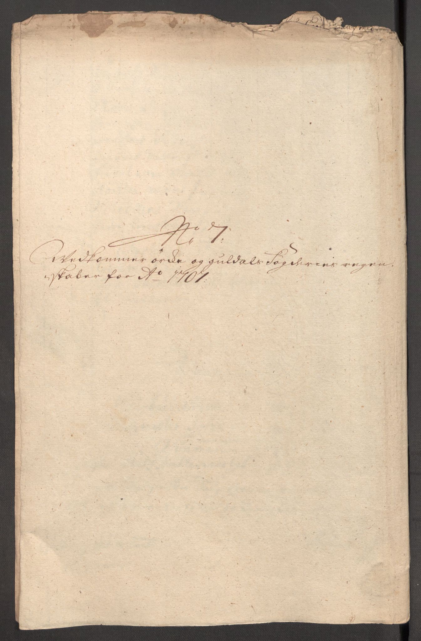 Rentekammeret inntil 1814, Reviderte regnskaper, Fogderegnskap, AV/RA-EA-4092/R60/L3957: Fogderegnskap Orkdal og Gauldal, 1707, p. 208