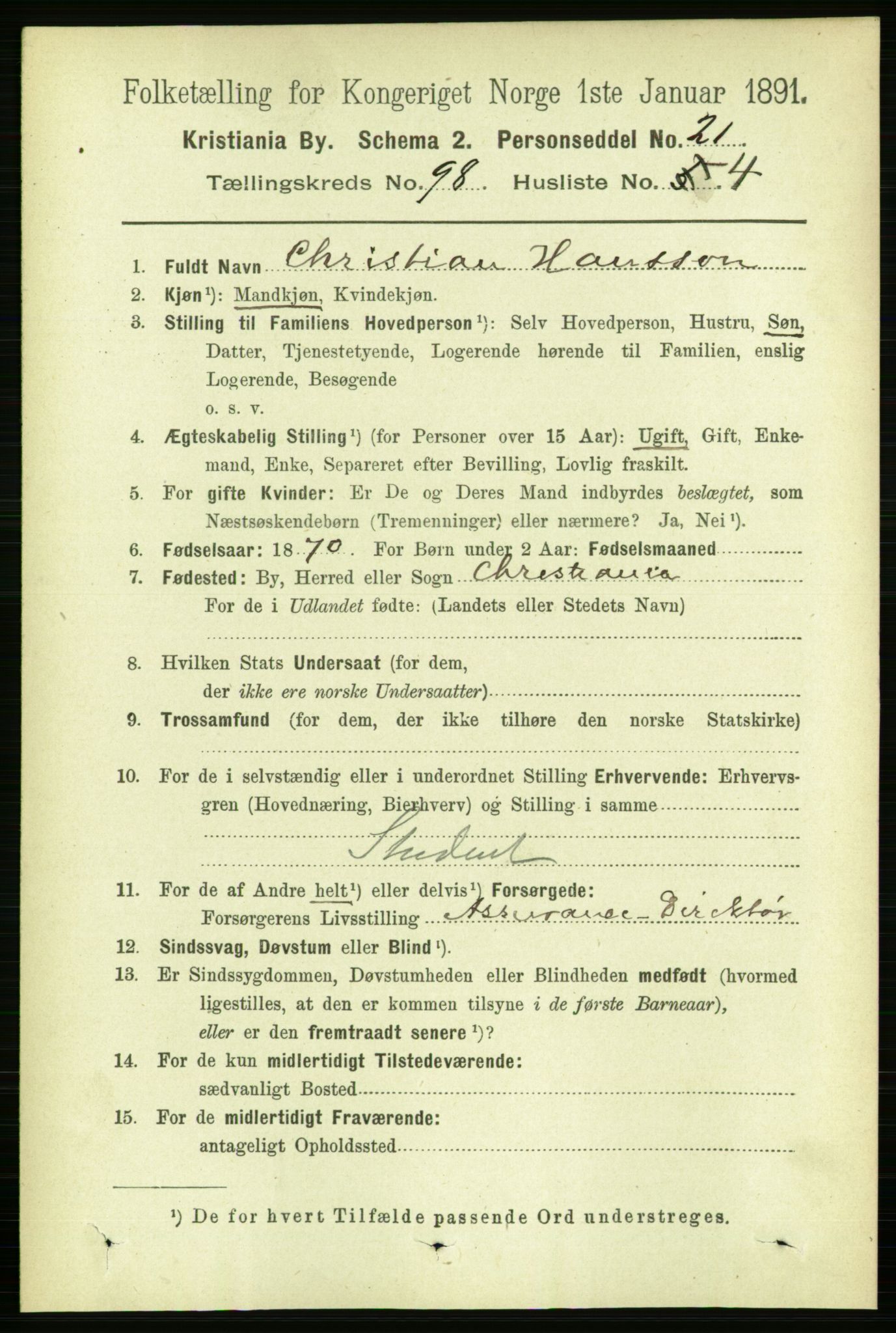 RA, 1891 census for 0301 Kristiania, 1891, p. 47809
