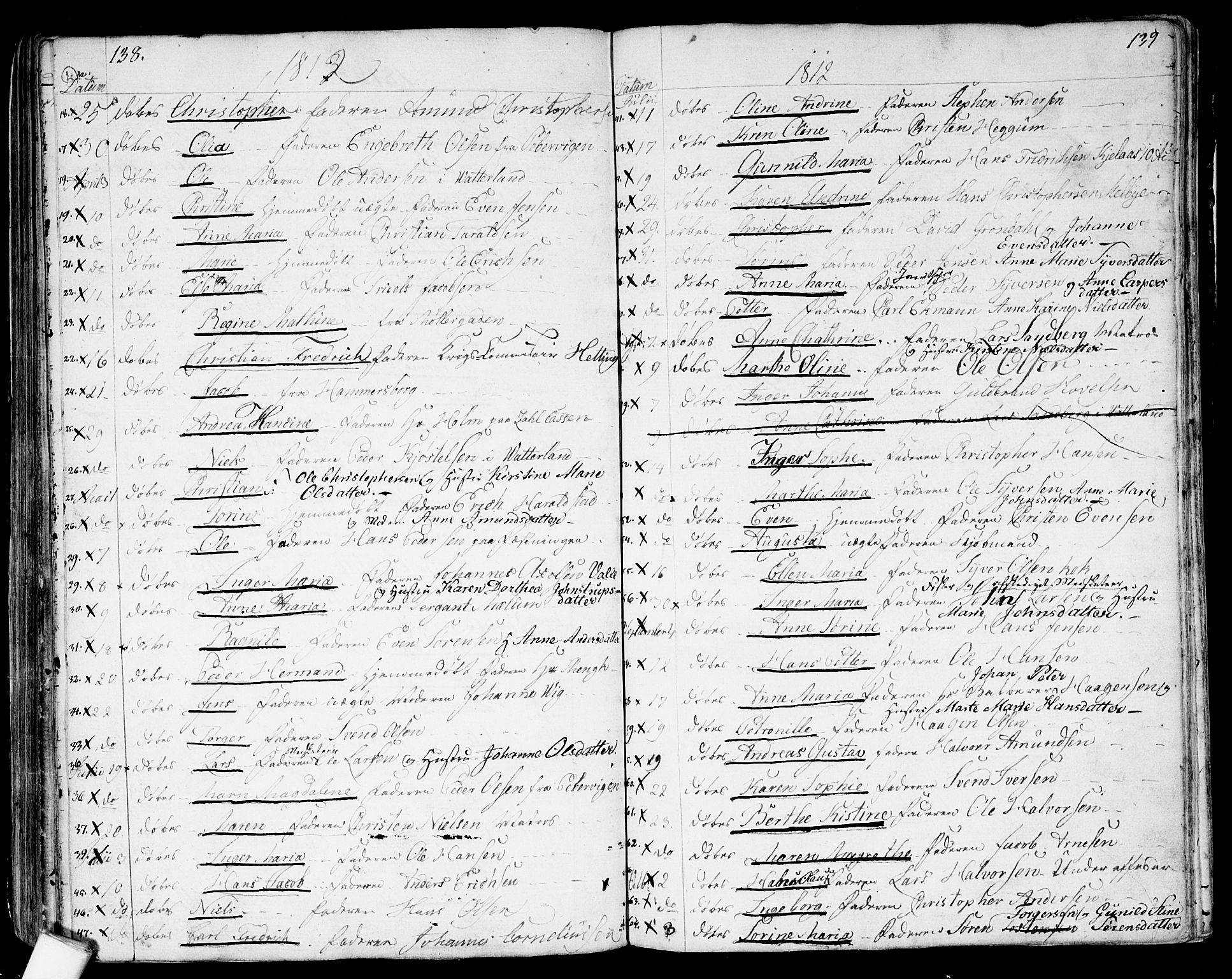 Garnisonsmenigheten Kirkebøker, SAO/A-10846/G/Ga/L0001: Parish register (copy) no. 1, 1796-1814, p. 138-139