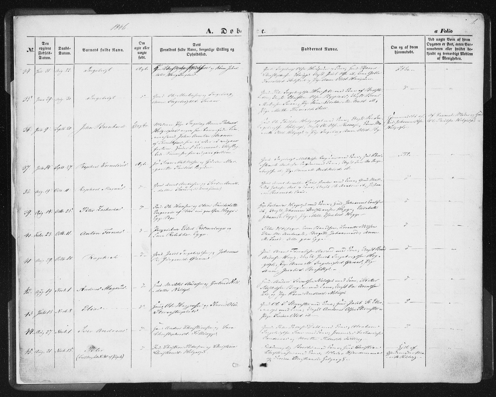 Ministerialprotokoller, klokkerbøker og fødselsregistre - Nord-Trøndelag, SAT/A-1458/746/L0446: Parish register (official) no. 746A05, 1846-1859, p. 1