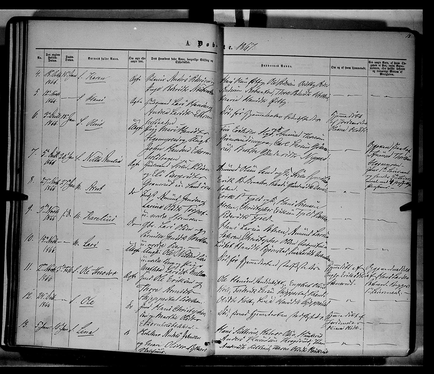 Nord-Odal prestekontor, AV/SAH-PREST-032/H/Ha/Haa/L0004: Parish register (official) no. 4, 1866-1873, p. 18