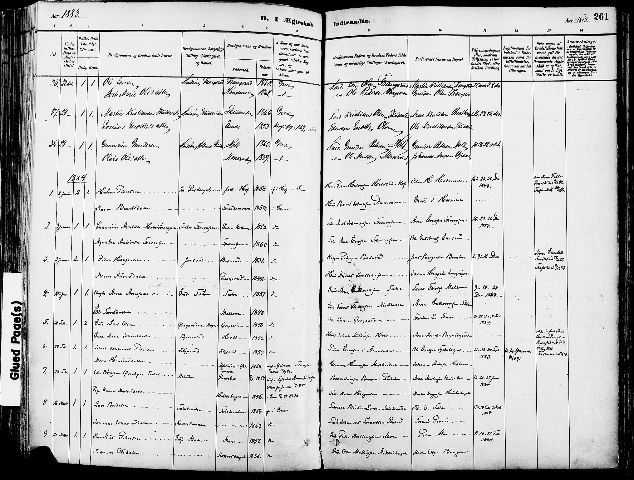Grue prestekontor, SAH/PREST-036/H/Ha/Haa/L0012: Parish register (official) no. 12, 1881-1897, p. 261