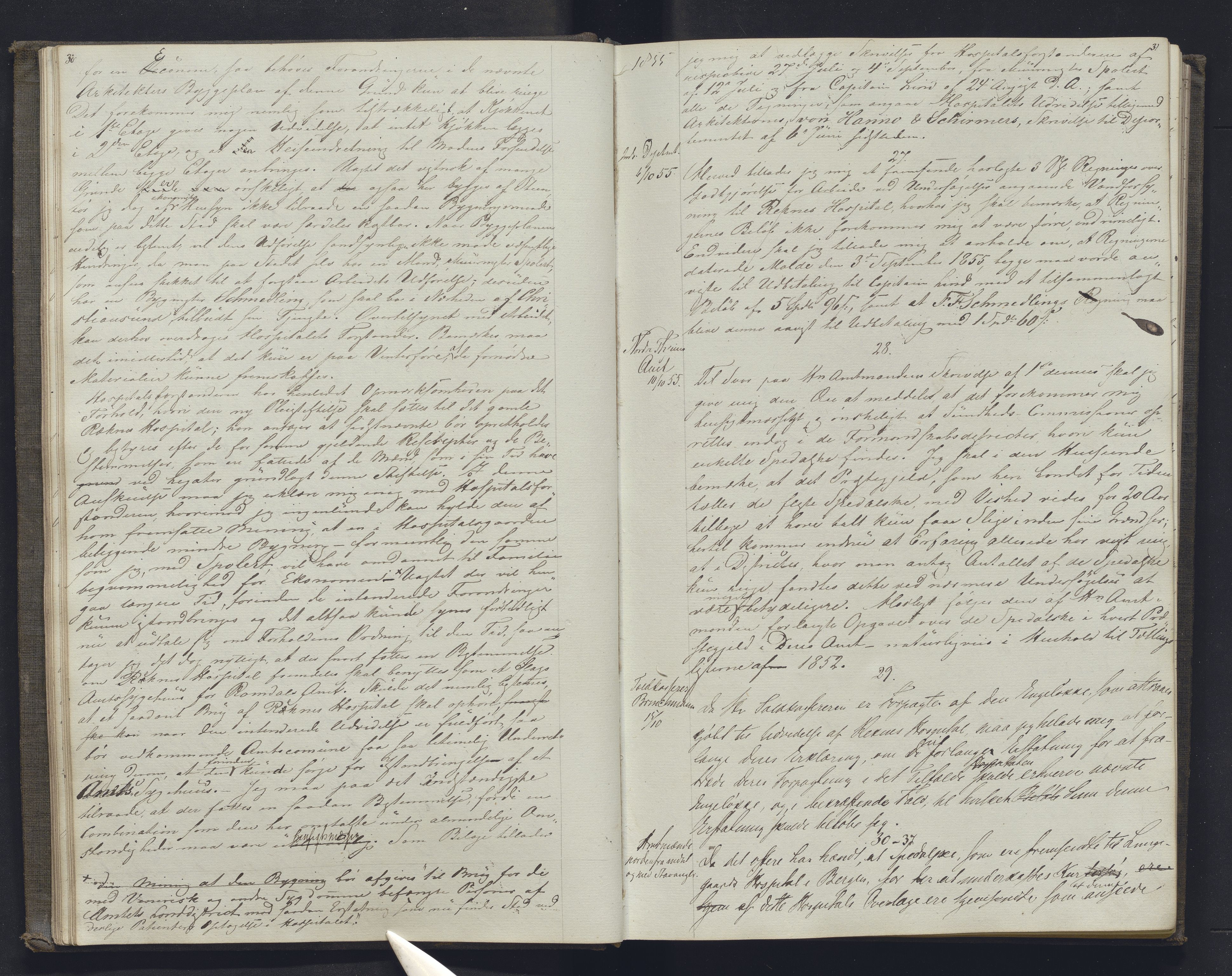 Lepraarkiver - Overlegen for den spedalske sykdom, AV/SAB-A-61001/B.b/L0001: Kopibok, 1854-1858, p. 30-31