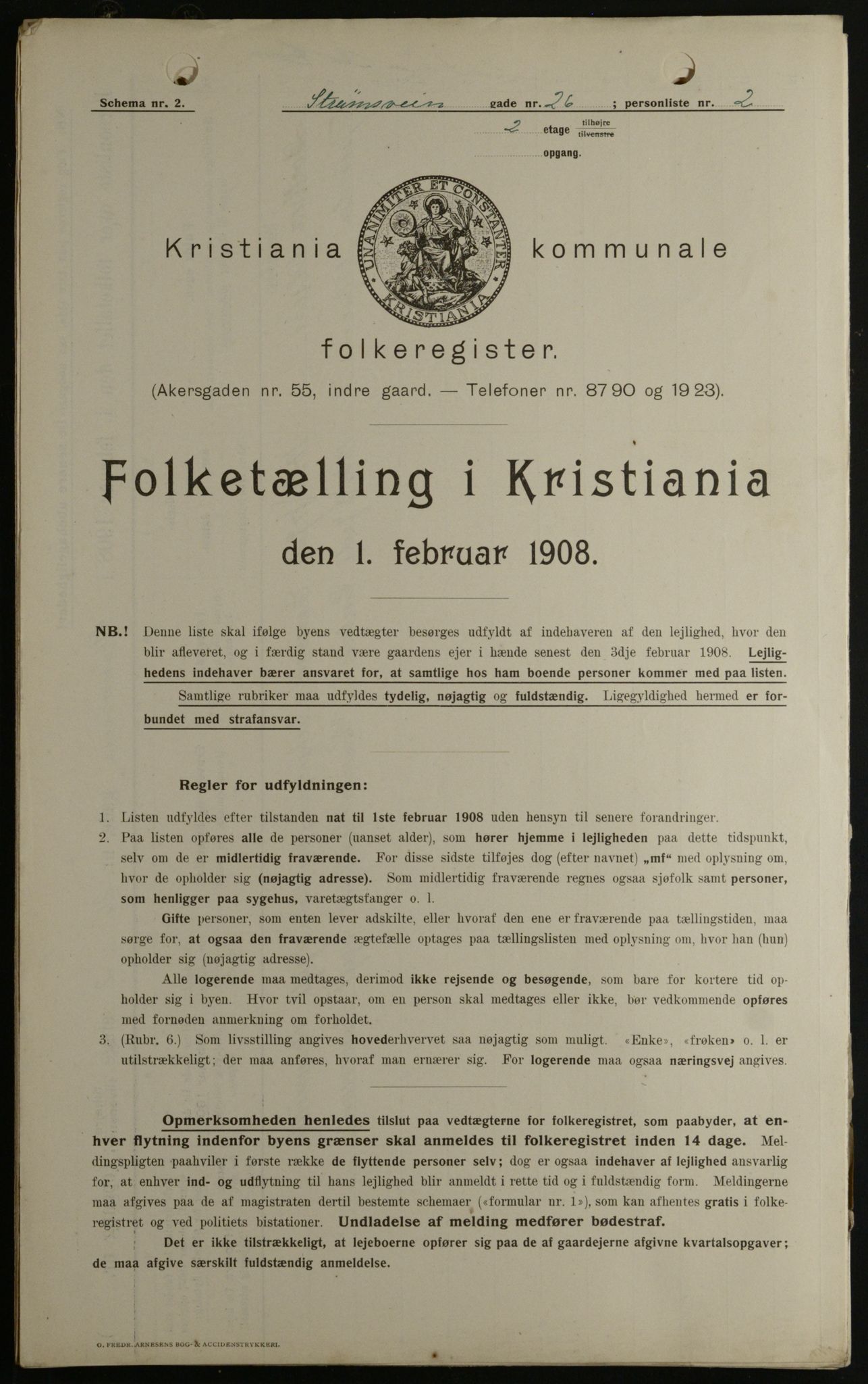 OBA, Municipal Census 1908 for Kristiania, 1908, p. 93744