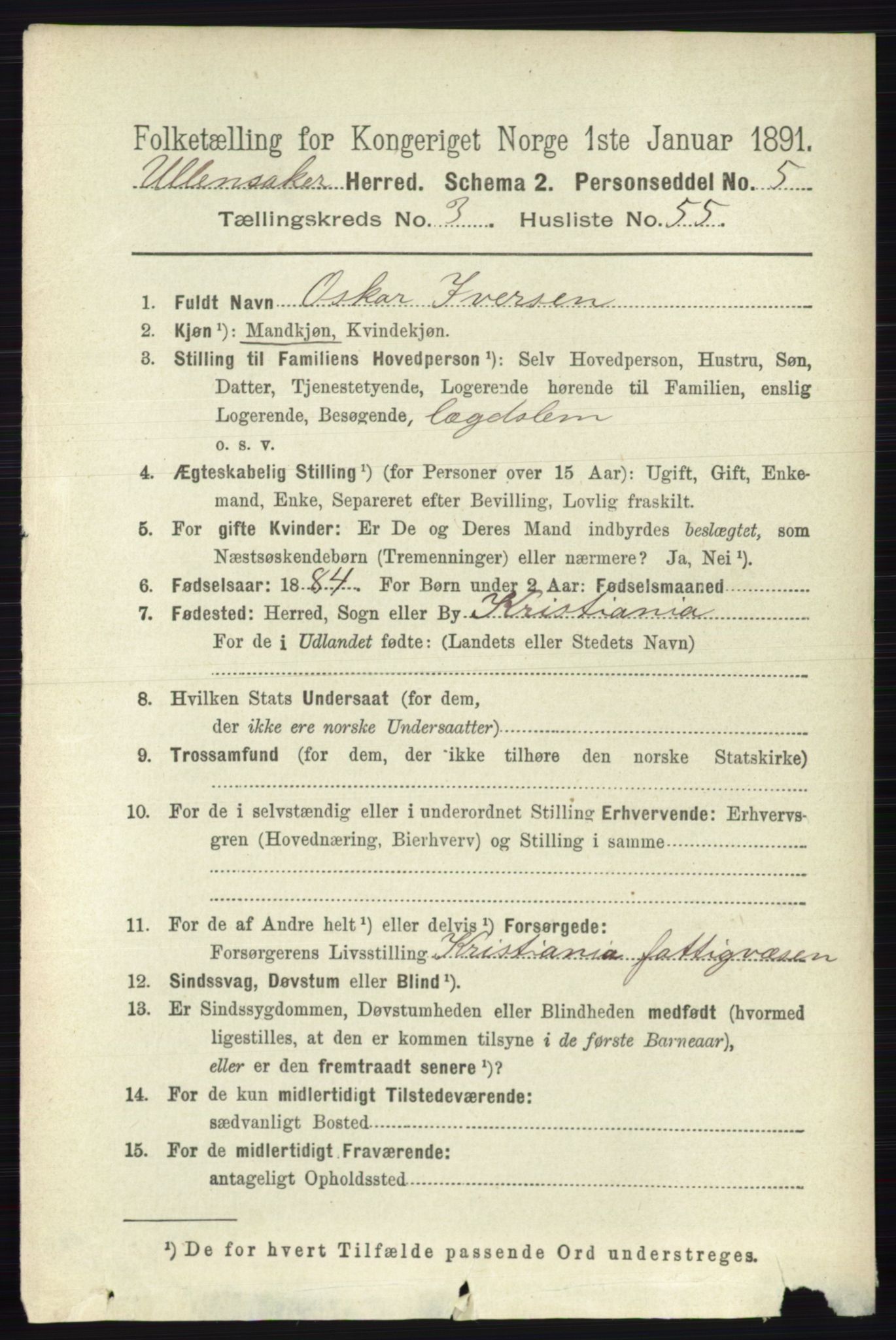 RA, 1891 census for 0235 Ullensaker, 1891, p. 1432
