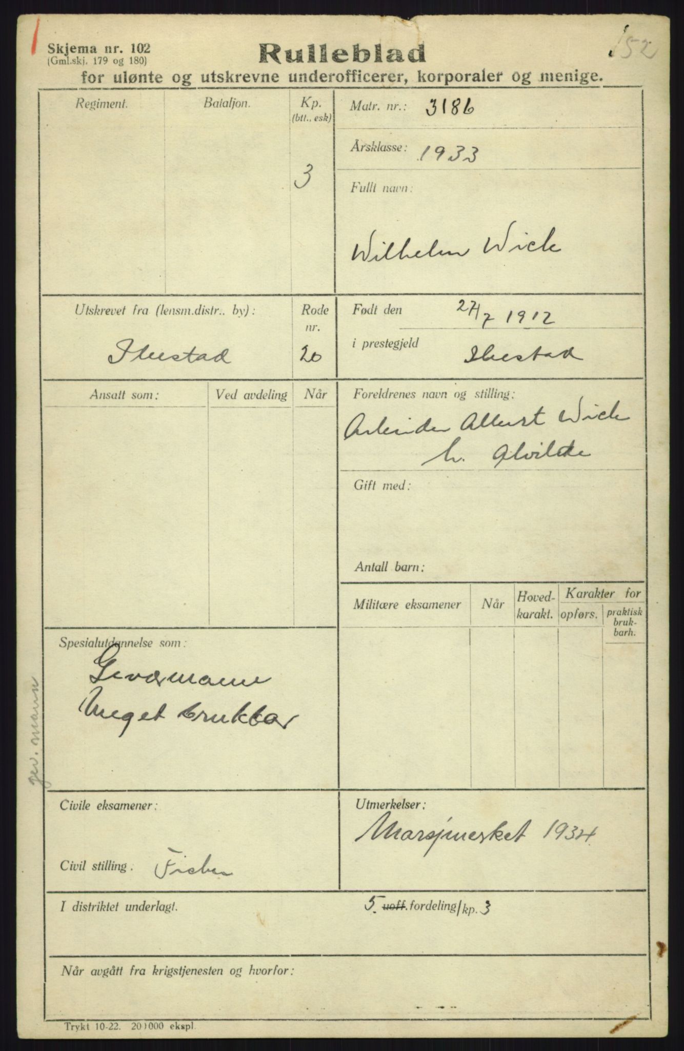 Forsvaret, Troms infanteriregiment nr. 16, AV/RA-RAFA-3146/P/Pa/L0017: Rulleblad for regimentets menige mannskaper, årsklasse 1933, 1933, p. 1351