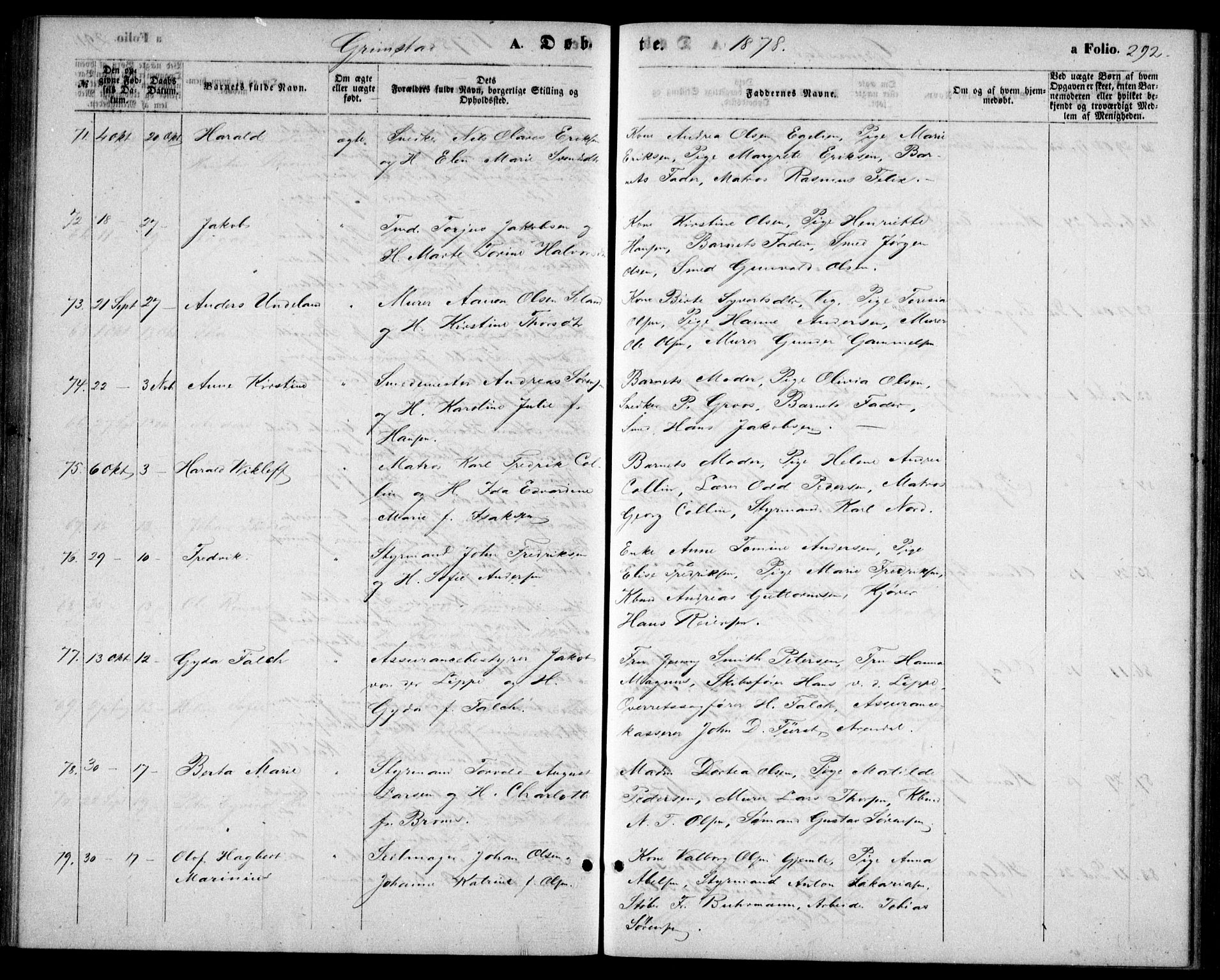 Fjære sokneprestkontor, AV/SAK-1111-0011/F/Fb/L0009: Parish register (copy) no. B 9, 1867-1870, p. 292