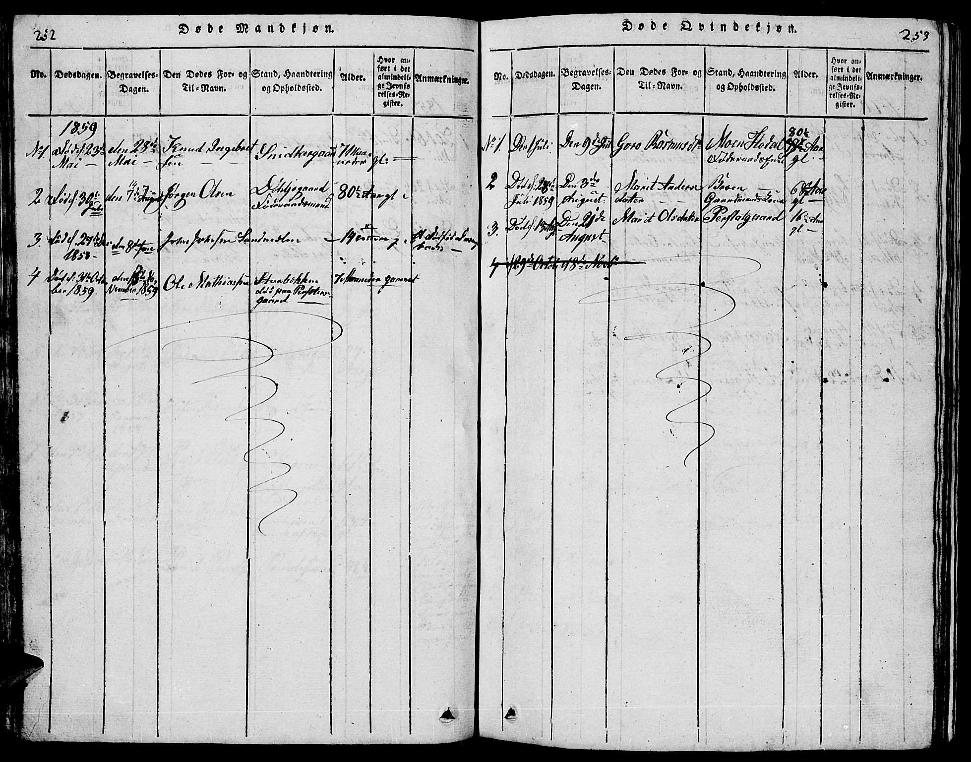 Tolga prestekontor, AV/SAH-PREST-062/L/L0001: Parish register (copy) no. 1, 1814-1877, p. 252-253