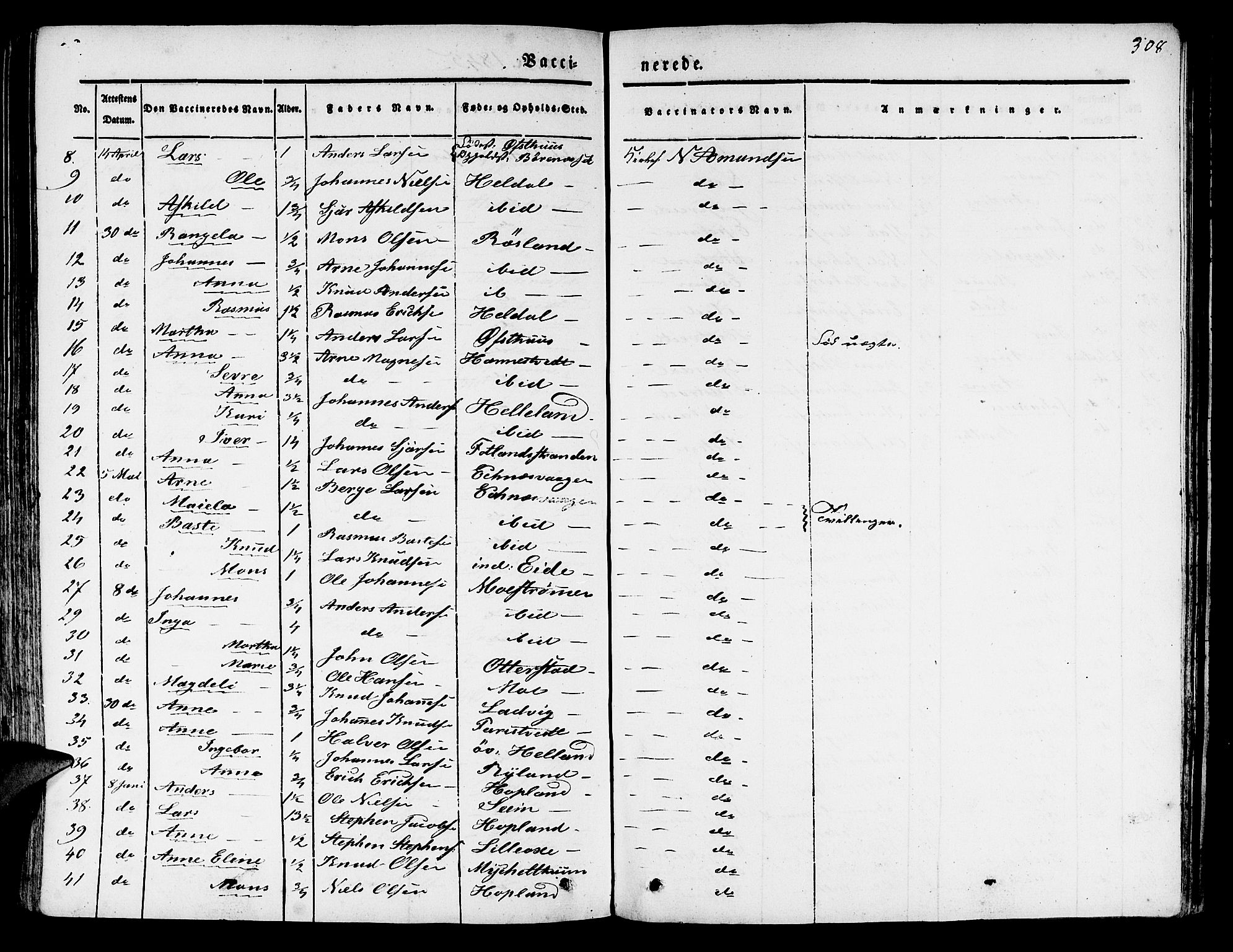 Hosanger sokneprestembete, SAB/A-75801/H/Haa: Parish register (official) no. A 7, 1835-1848, p. 308