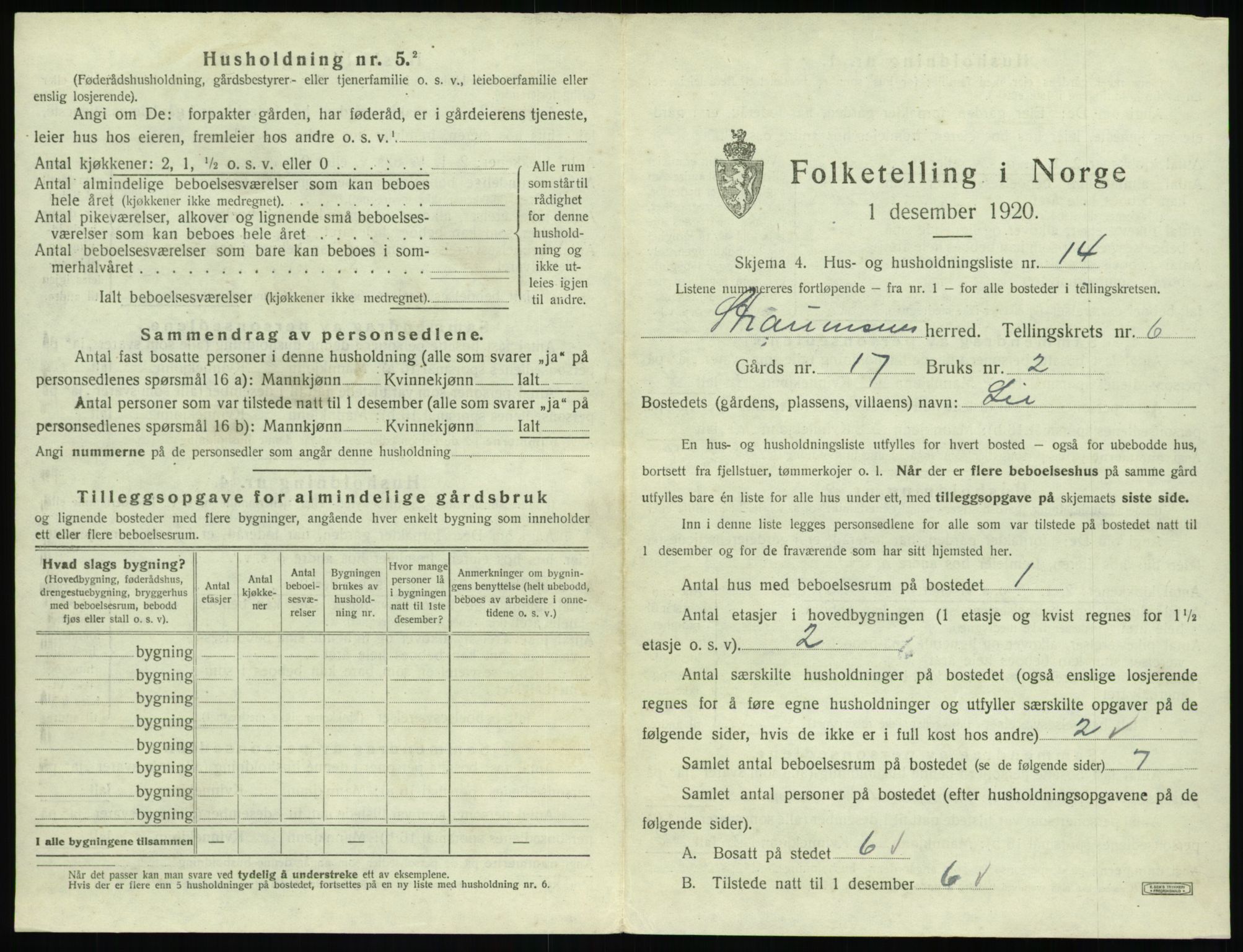 SAT, 1920 census for Straumsnes, 1920, p. 401