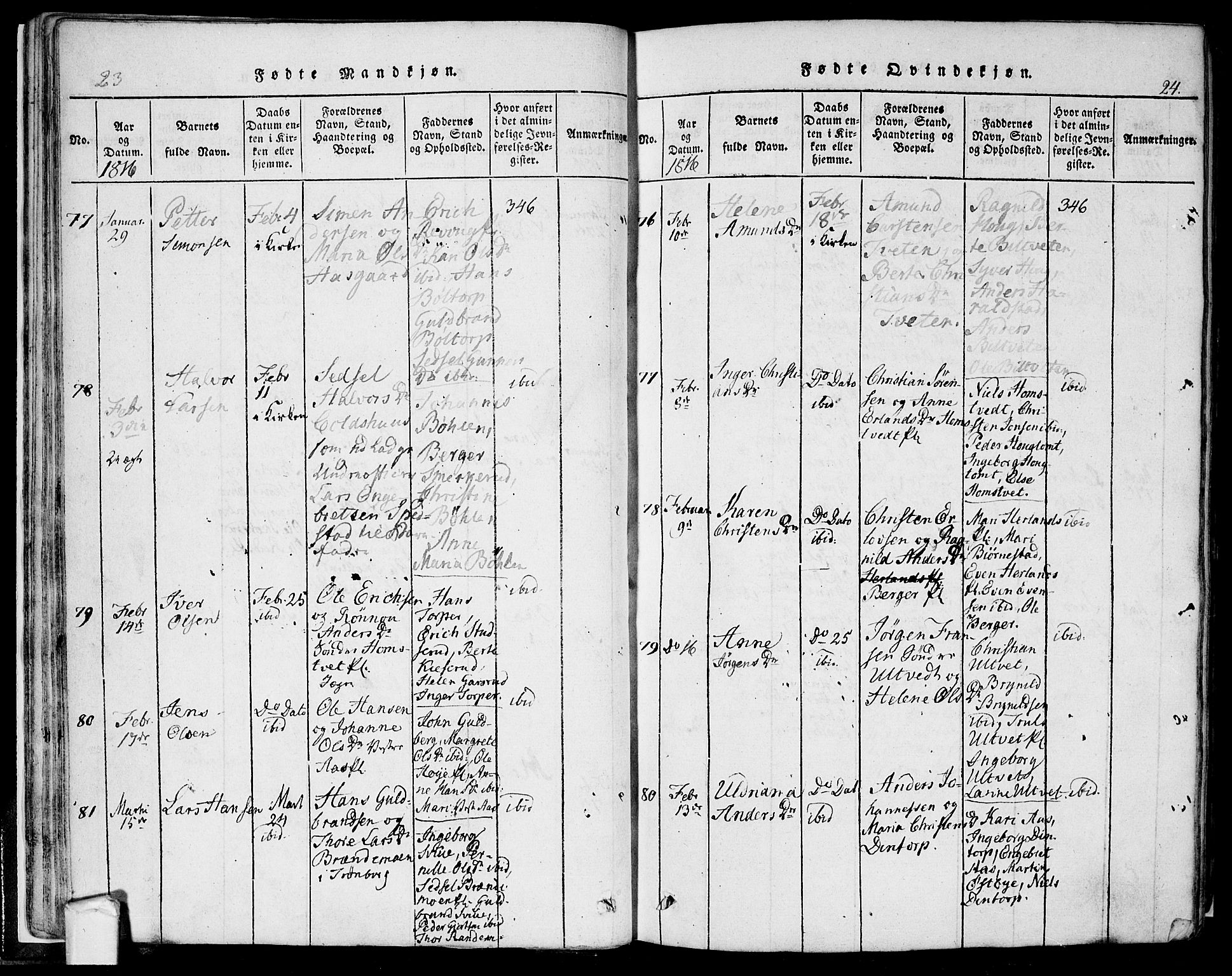 Eidsberg prestekontor Kirkebøker, AV/SAO-A-10905/F/Fa/L0007: Parish register (official) no. I 7, 1814-1832, p. 24