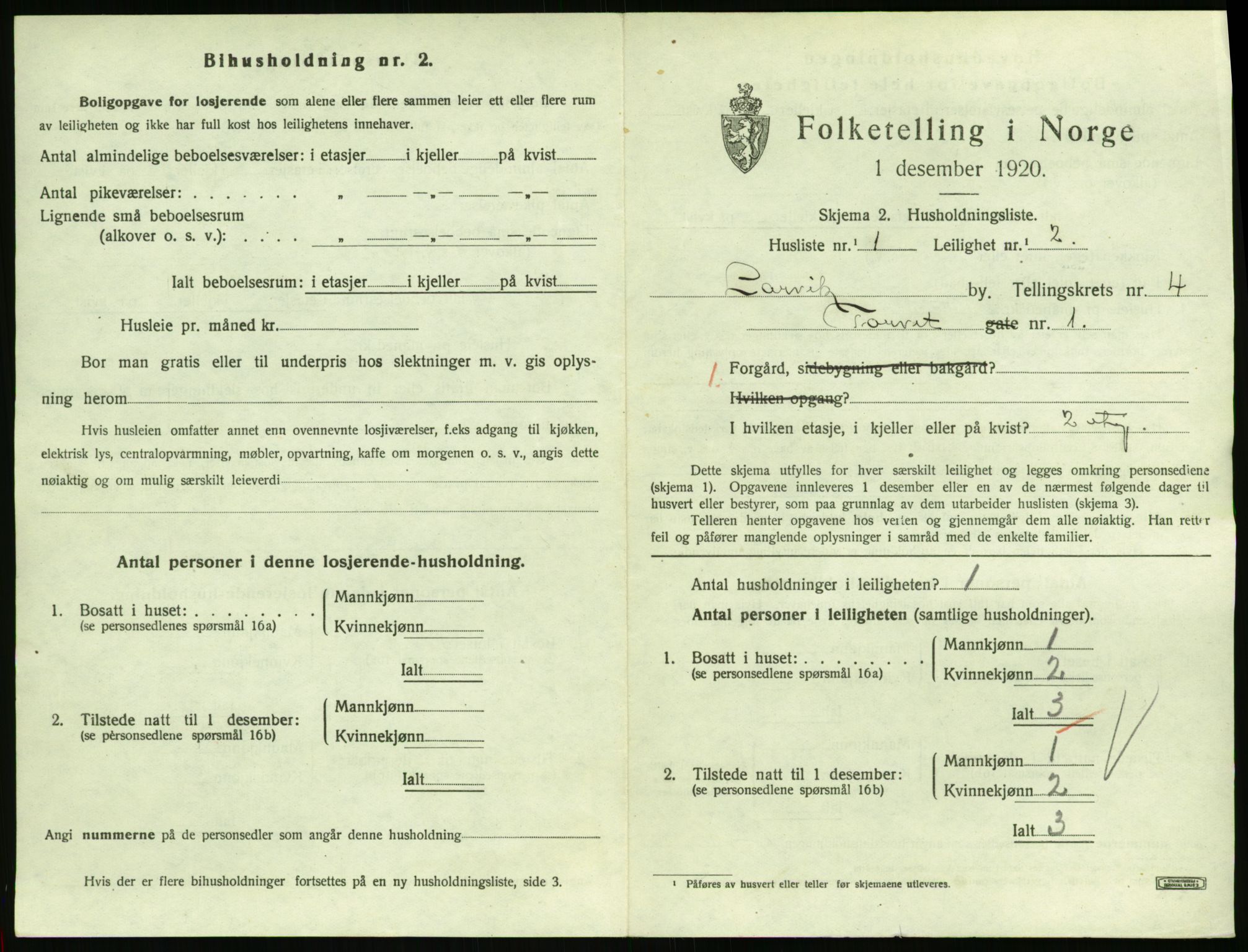 SAKO, 1920 census for Larvik, 1920, p. 4172