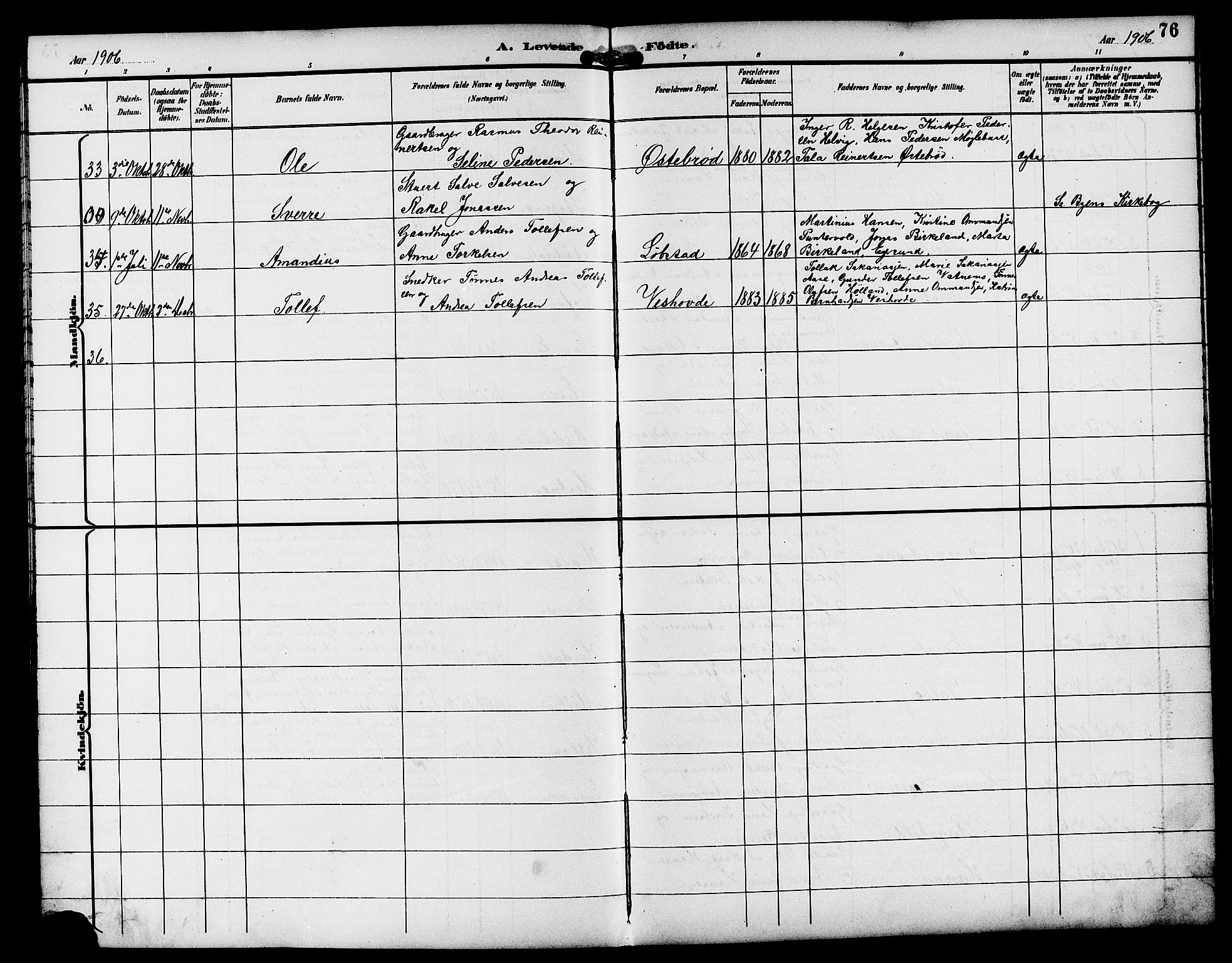 Eigersund sokneprestkontor, AV/SAST-A-101807/S09/L0009: Parish register (copy) no. B 9, 1893-1907, p. 76