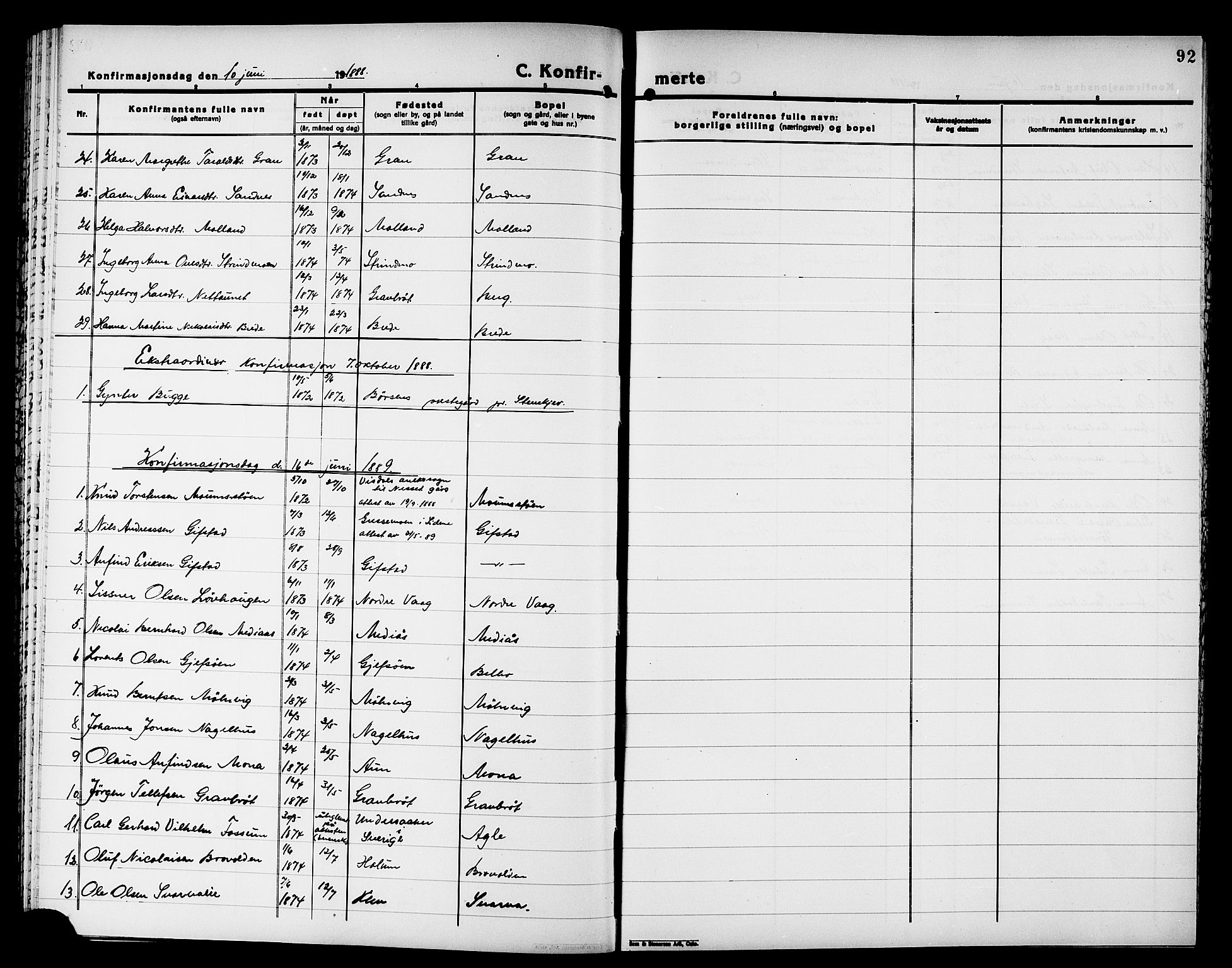 Ministerialprotokoller, klokkerbøker og fødselsregistre - Nord-Trøndelag, SAT/A-1458/749/L0487: Parish register (official) no. 749D03, 1887-1902, p. 92