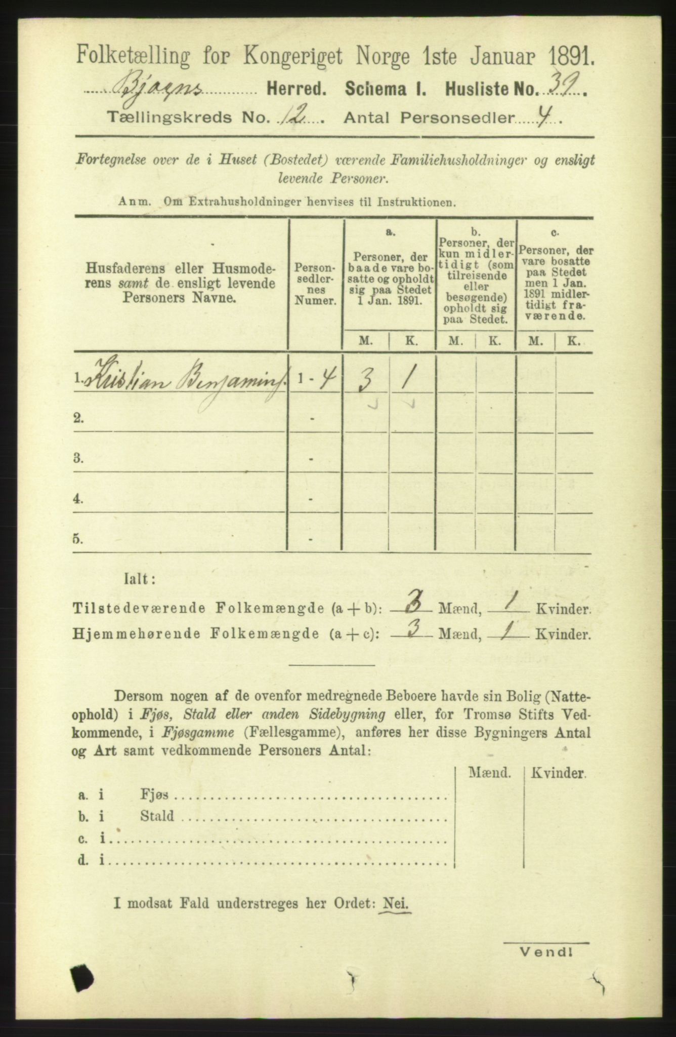 RA, 1891 census for 1627 Bjugn, 1891, p. 3482