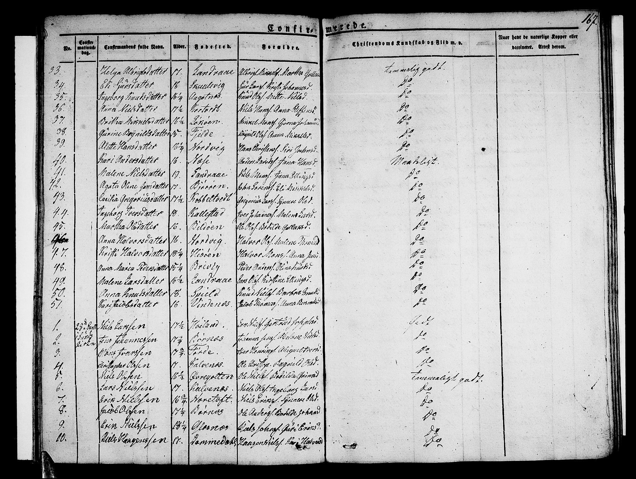 Sund sokneprestembete, AV/SAB-A-99930: Parish register (official) no. A 12, 1825-1835, p. 167