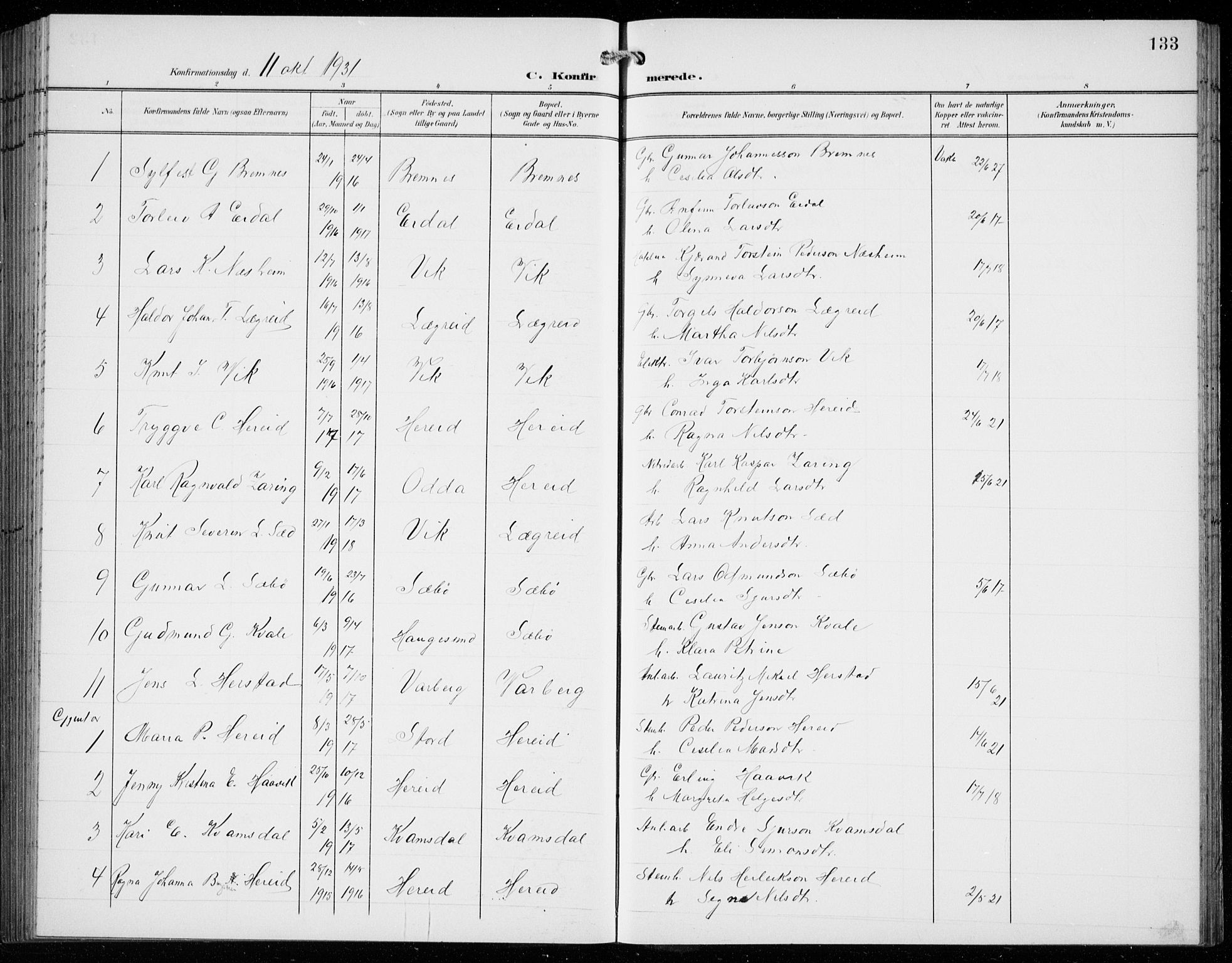 Ullensvang sokneprestembete, SAB/A-78701/H/Hab: Parish register (copy) no. C  3, 1899-1932, p. 133
