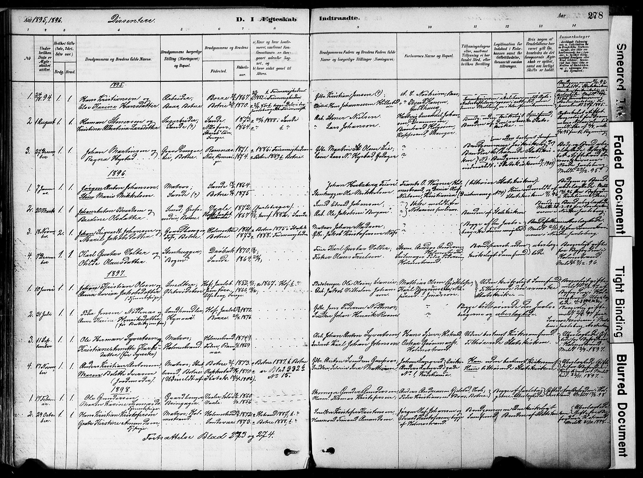 Botne kirkebøker, SAKO/A-340/F/Fa/L0007: Parish register (official) no. I 7, 1878-1910, p. 278