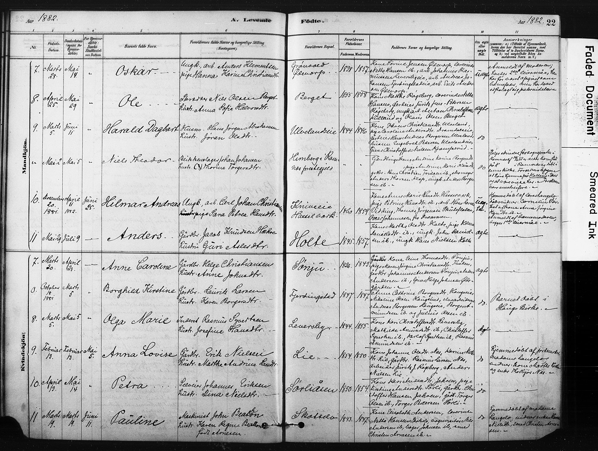 Eiker kirkebøker, AV/SAKO-A-4/F/Fc/L0001: Parish register (official) no. III 1, 1878-1889, p. 22