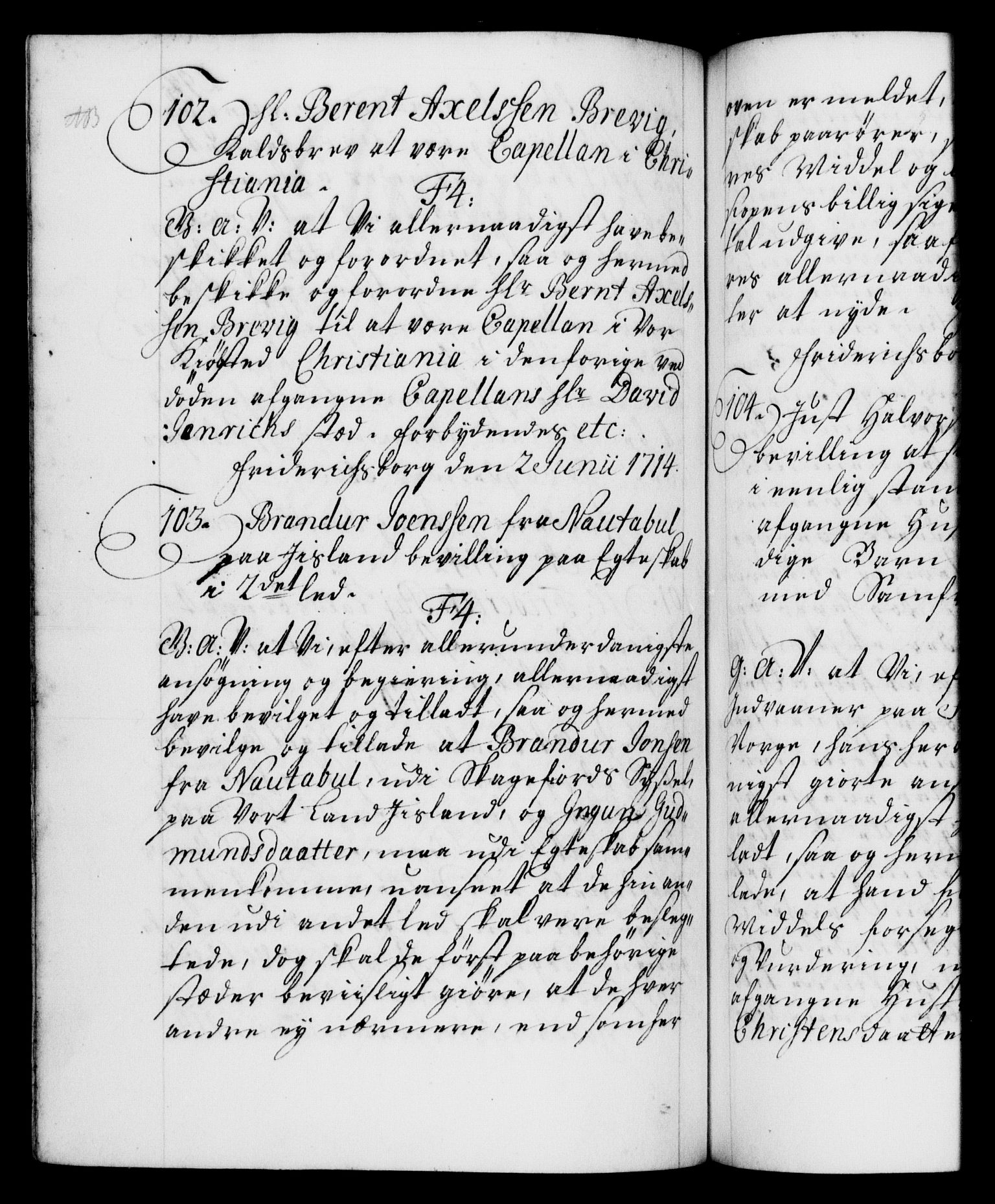 Danske Kanselli 1572-1799, AV/RA-EA-3023/F/Fc/Fca/Fcaa/L0021: Norske registre, 1712-1715, p. 294b