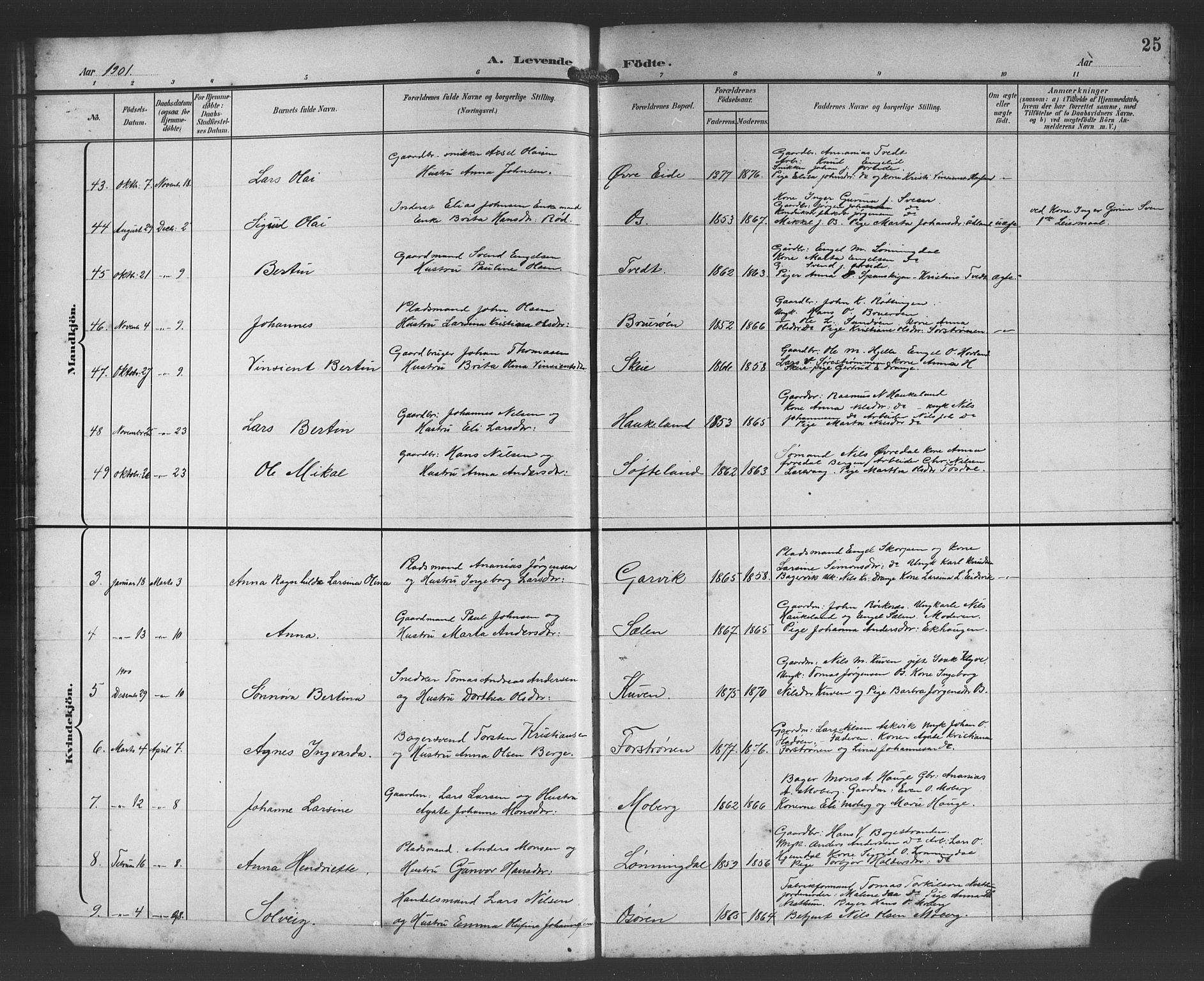 Os sokneprestembete, AV/SAB-A-99929: Parish register (copy) no. A 3, 1897-1913, p. 25