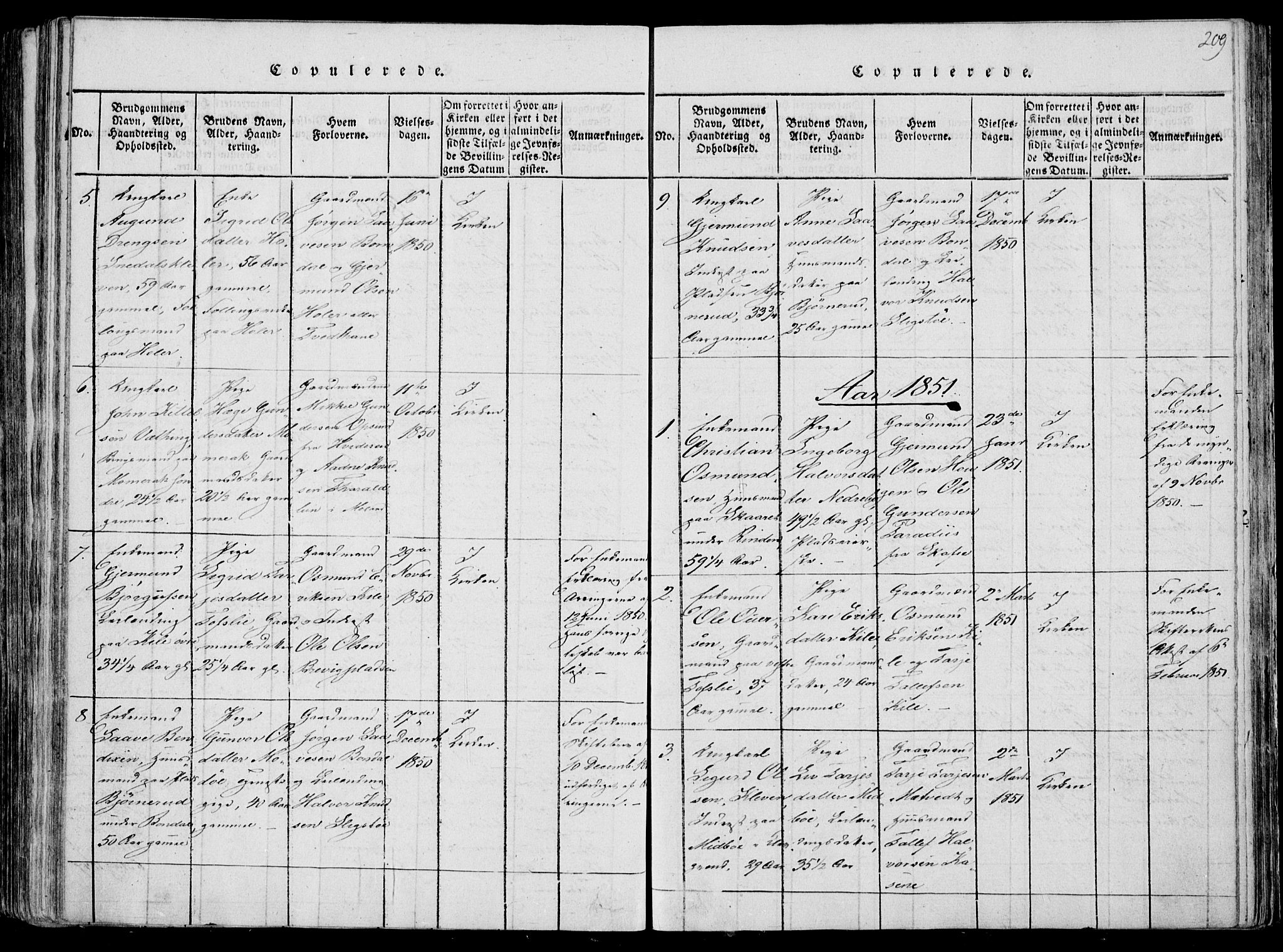 Fyresdal kirkebøker, SAKO/A-263/F/Fa/L0004: Parish register (official) no. I 4, 1815-1854, p. 209