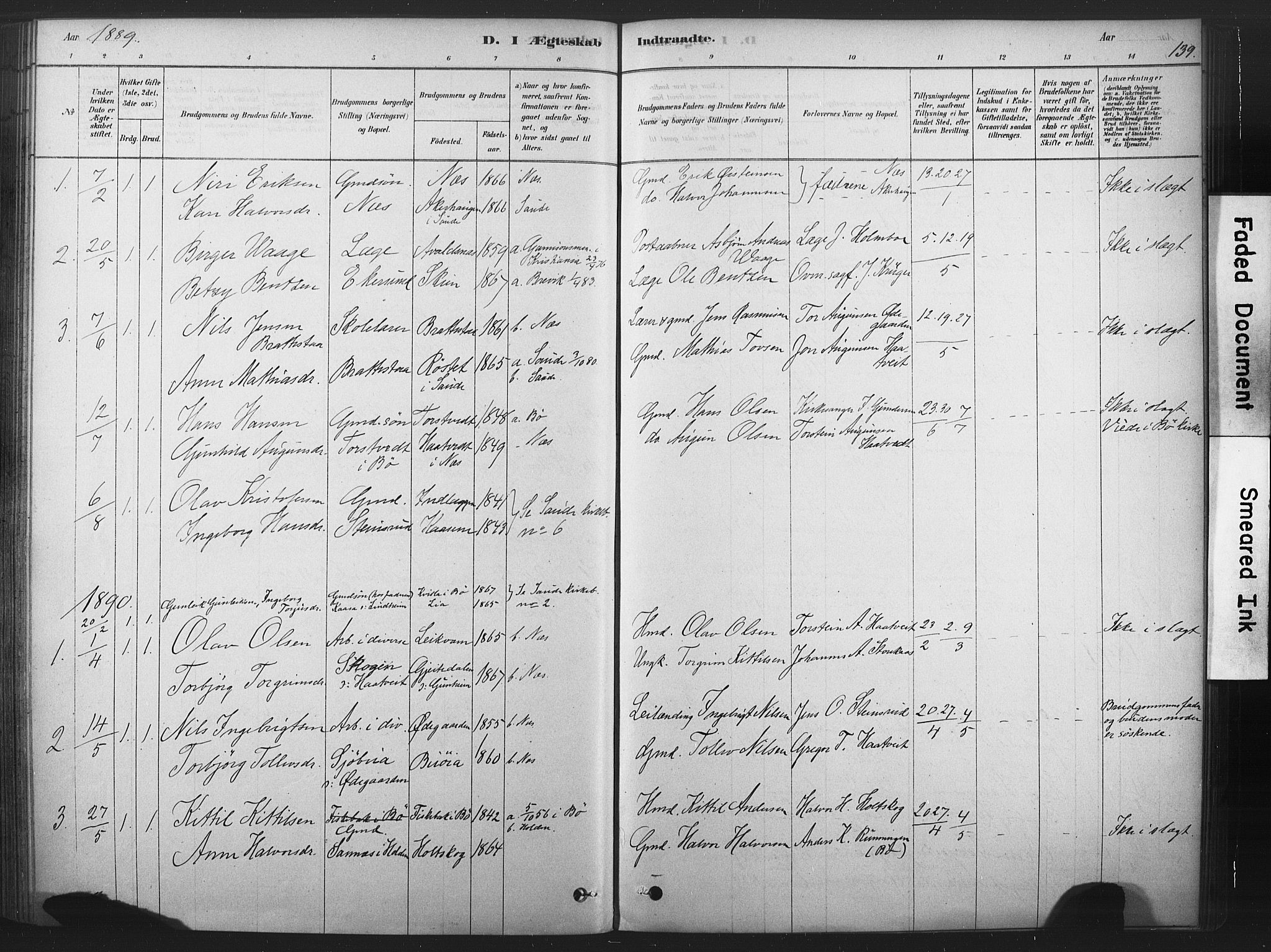 Sauherad kirkebøker, SAKO/A-298/F/Fb/L0002: Parish register (official) no. II 2, 1878-1901, p. 139