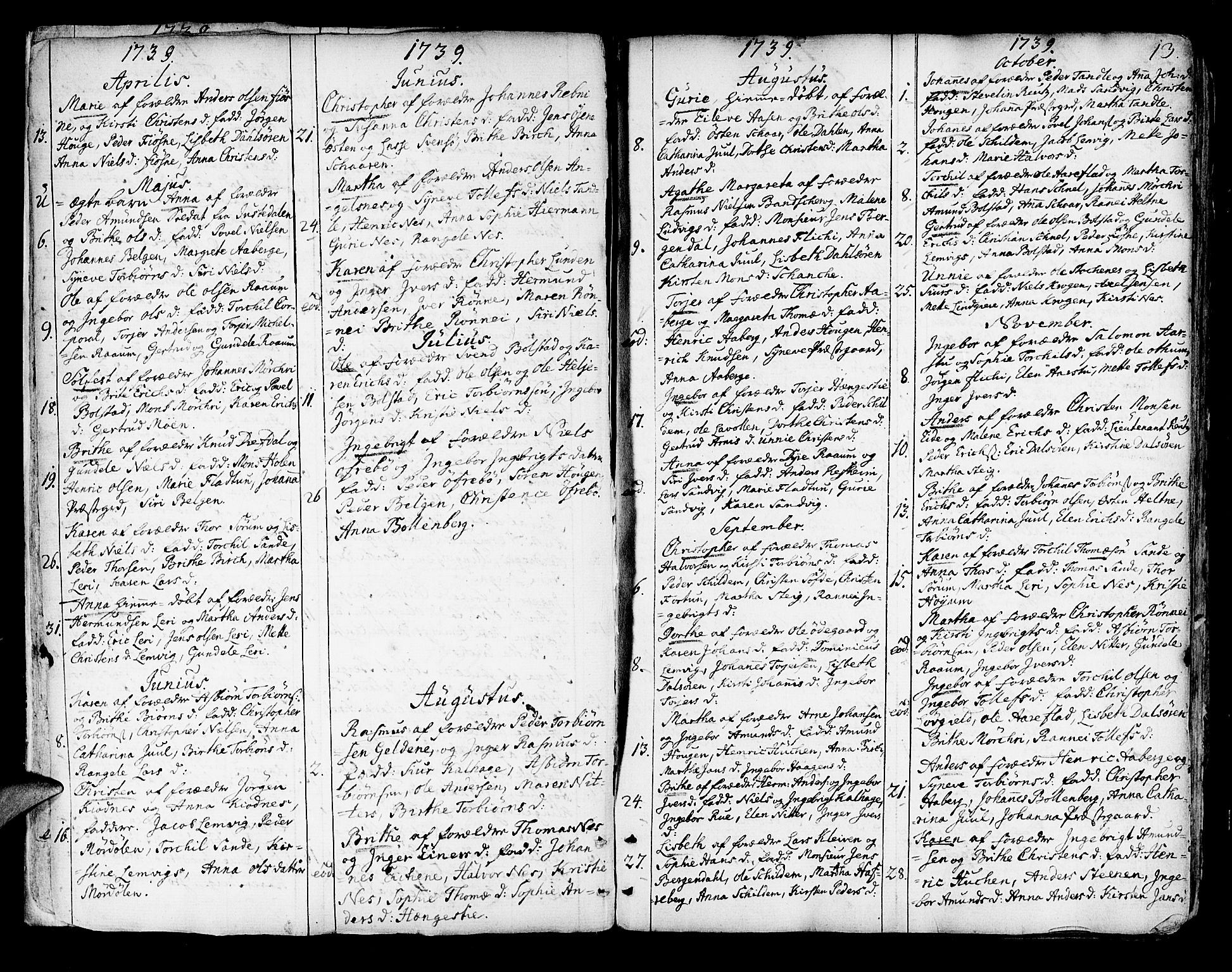 Luster sokneprestembete, AV/SAB-A-81101/H/Haa/Haaa/L0001: Parish register (official) no. A 1, 1731-1803, p. 13