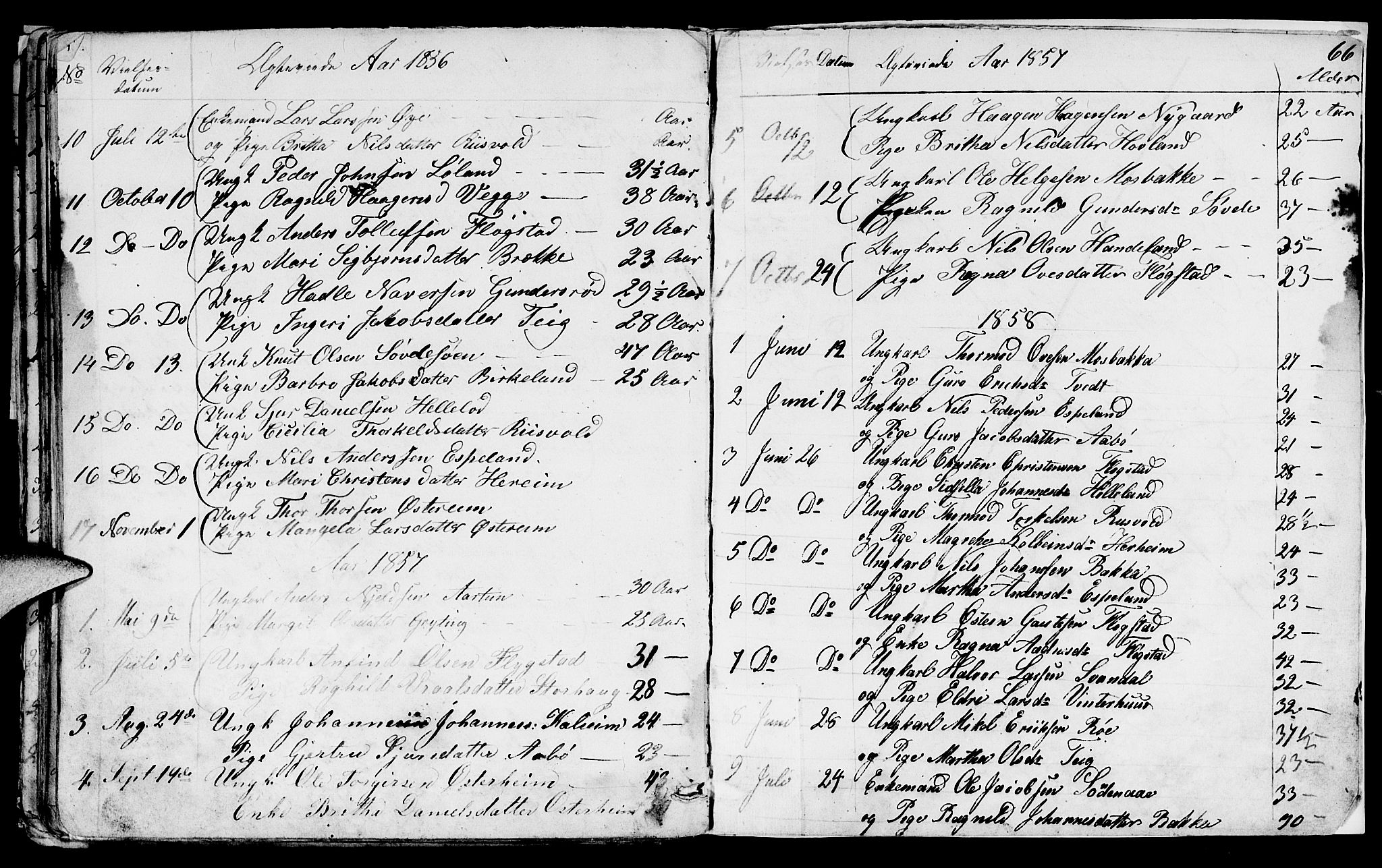 Sand sokneprestkontor, AV/SAST-A-101848/01/IV/L0001: Parish register (copy) no. B 1, 1848-1865, p. 66