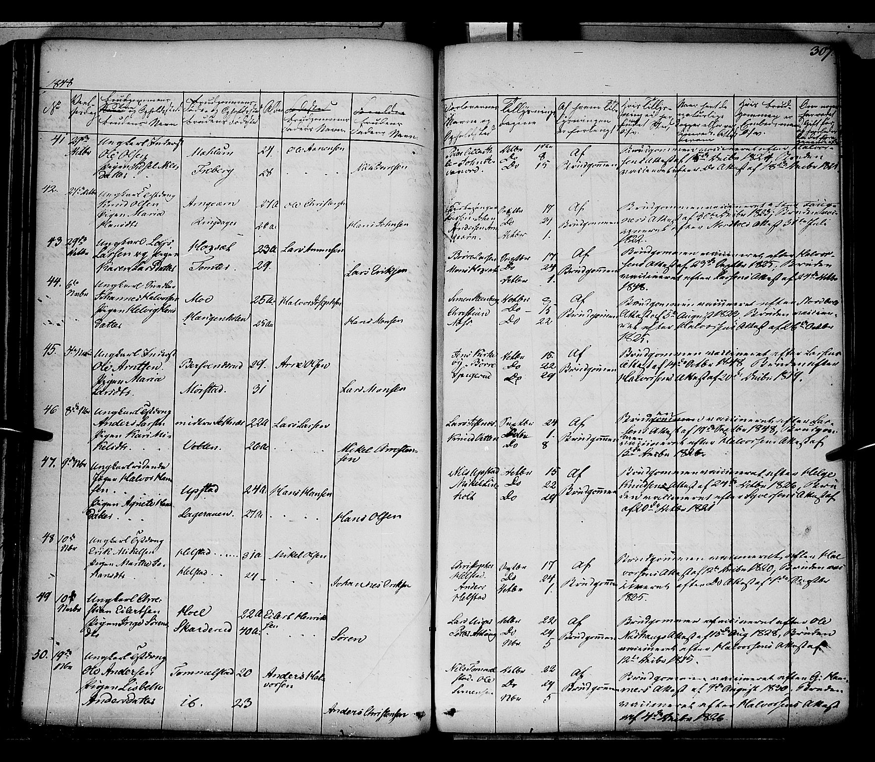 Vang prestekontor, Hedmark, AV/SAH-PREST-008/H/Ha/Haa/L0010: Parish register (official) no. 10, 1841-1855, p. 307