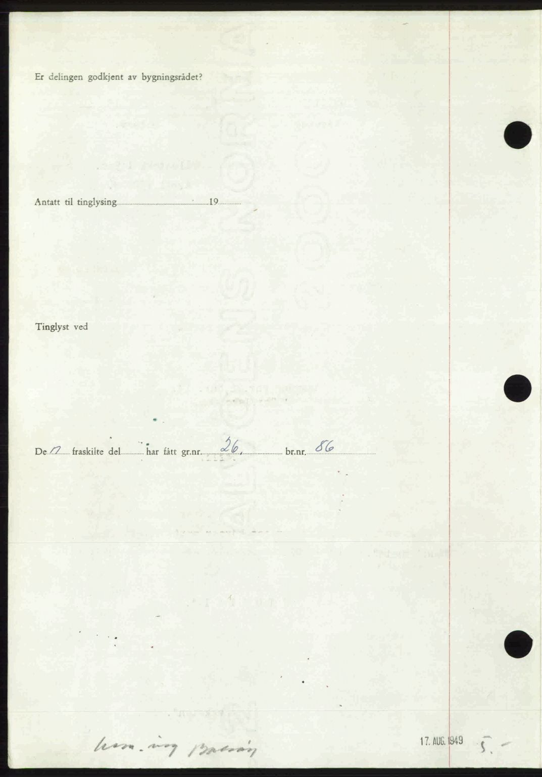 Romsdal sorenskriveri, AV/SAT-A-4149/1/2/2C: Mortgage book no. A30, 1949-1949, Diary no: : 2275/1949