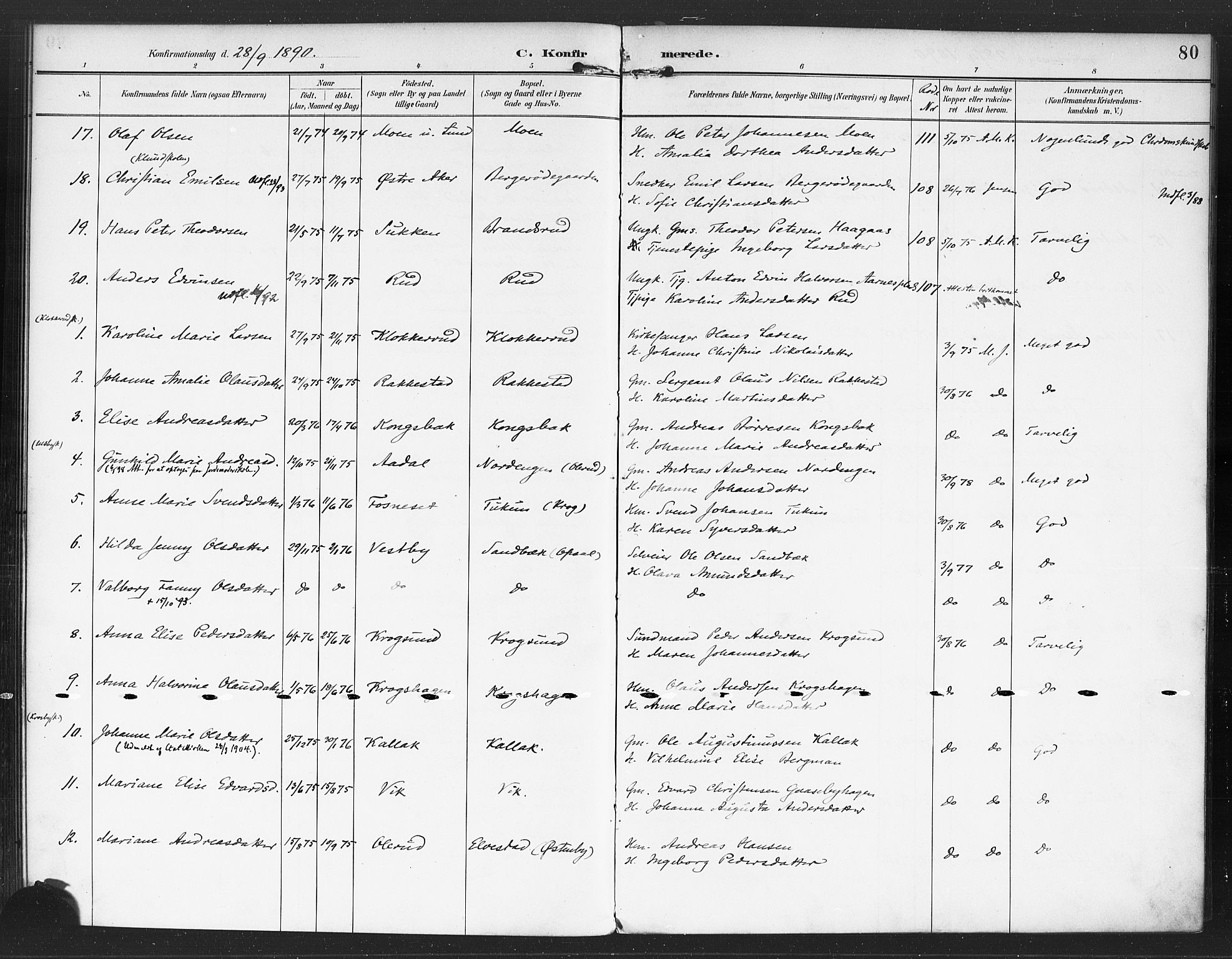 Rødenes prestekontor Kirkebøker, AV/SAO-A-2005/F/Fa/L0010: Parish register (official) no. I 10, 1890-1900, p. 80