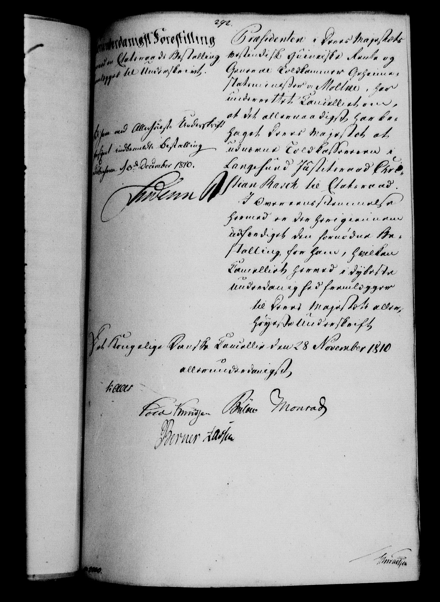 Danske Kanselli 1800-1814, RA/EA-3024/H/Hf/Hfa/Hfab/L0011: Forestillinger, 1810, p. 354b