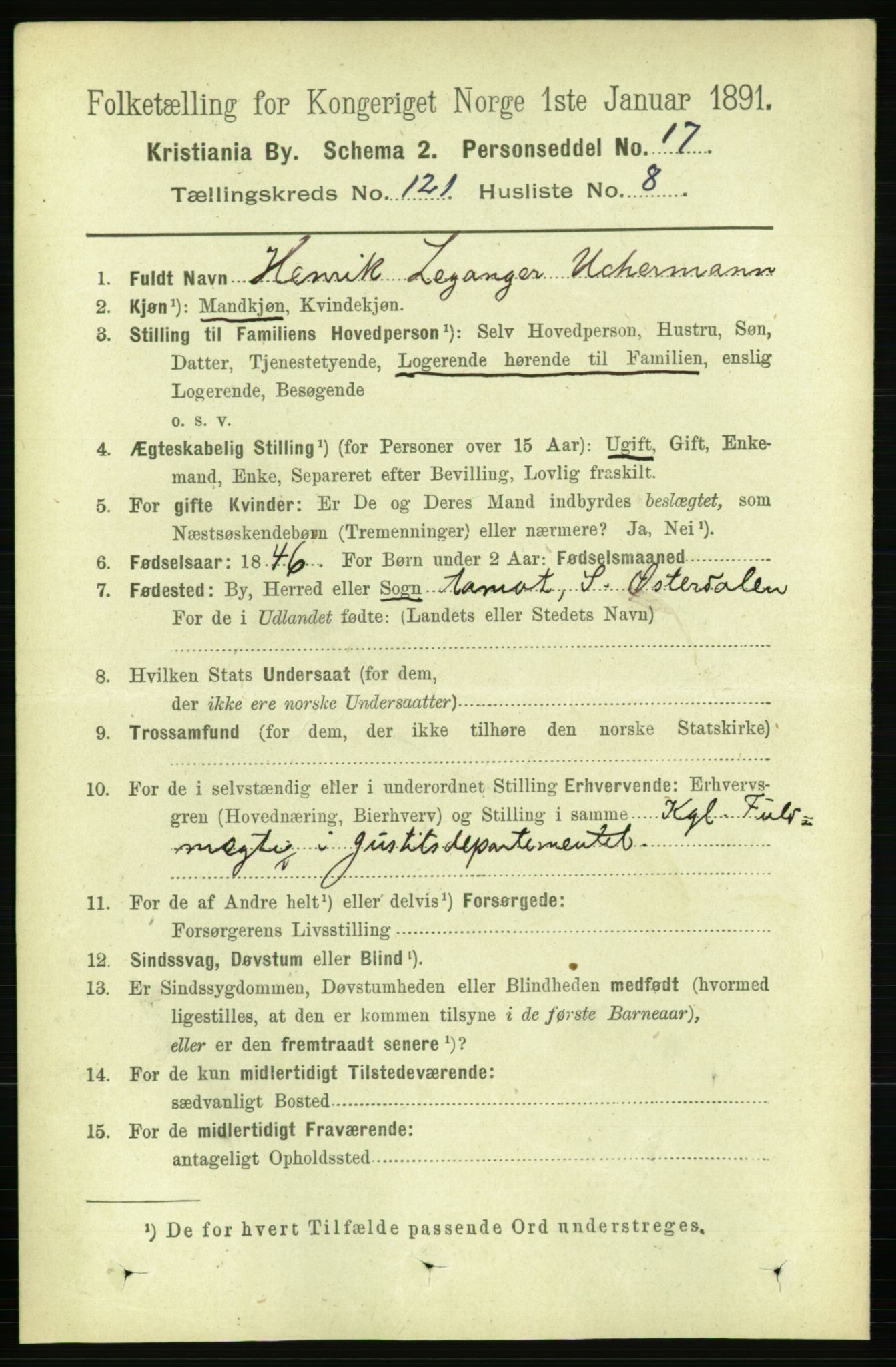 RA, 1891 census for 0301 Kristiania, 1891, p. 64520