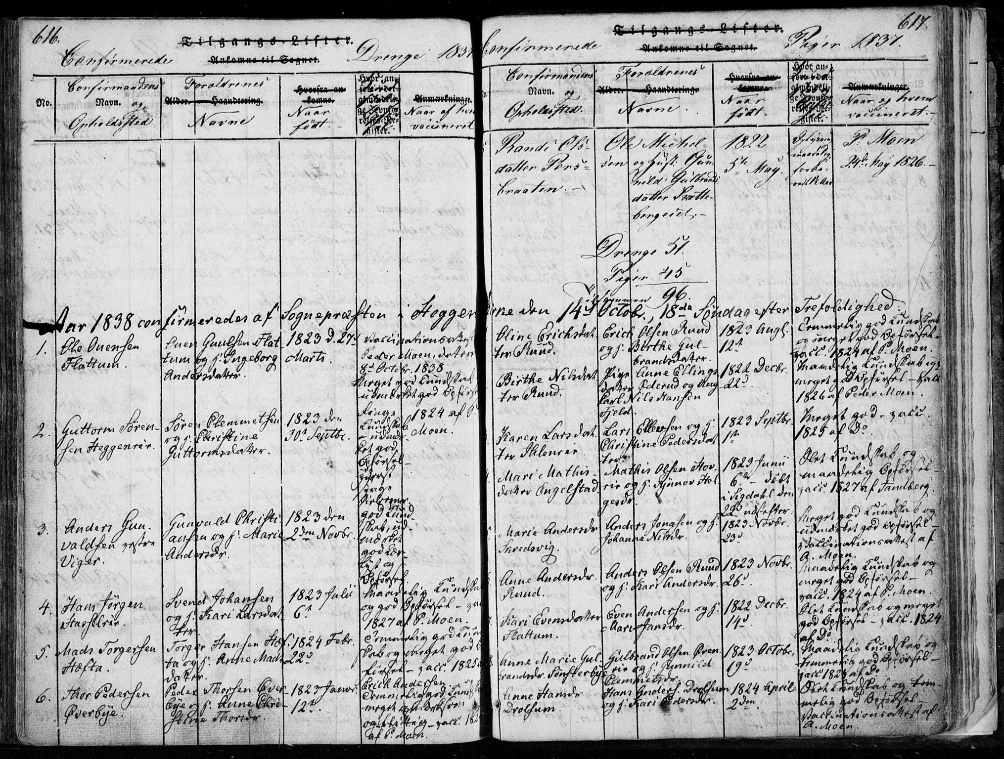 Modum kirkebøker, AV/SAKO-A-234/F/Fa/L0006: Parish register (official) no. 6, 1832-1841, p. 616-617