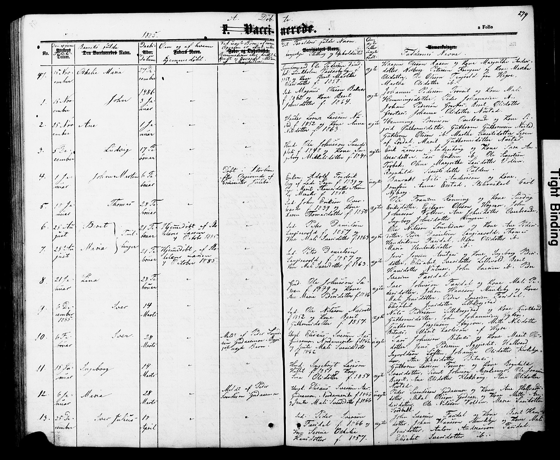 Ministerialprotokoller, klokkerbøker og fødselsregistre - Nord-Trøndelag, SAT/A-1458/706/L0049: Parish register (copy) no. 706C01, 1864-1895, p. 279