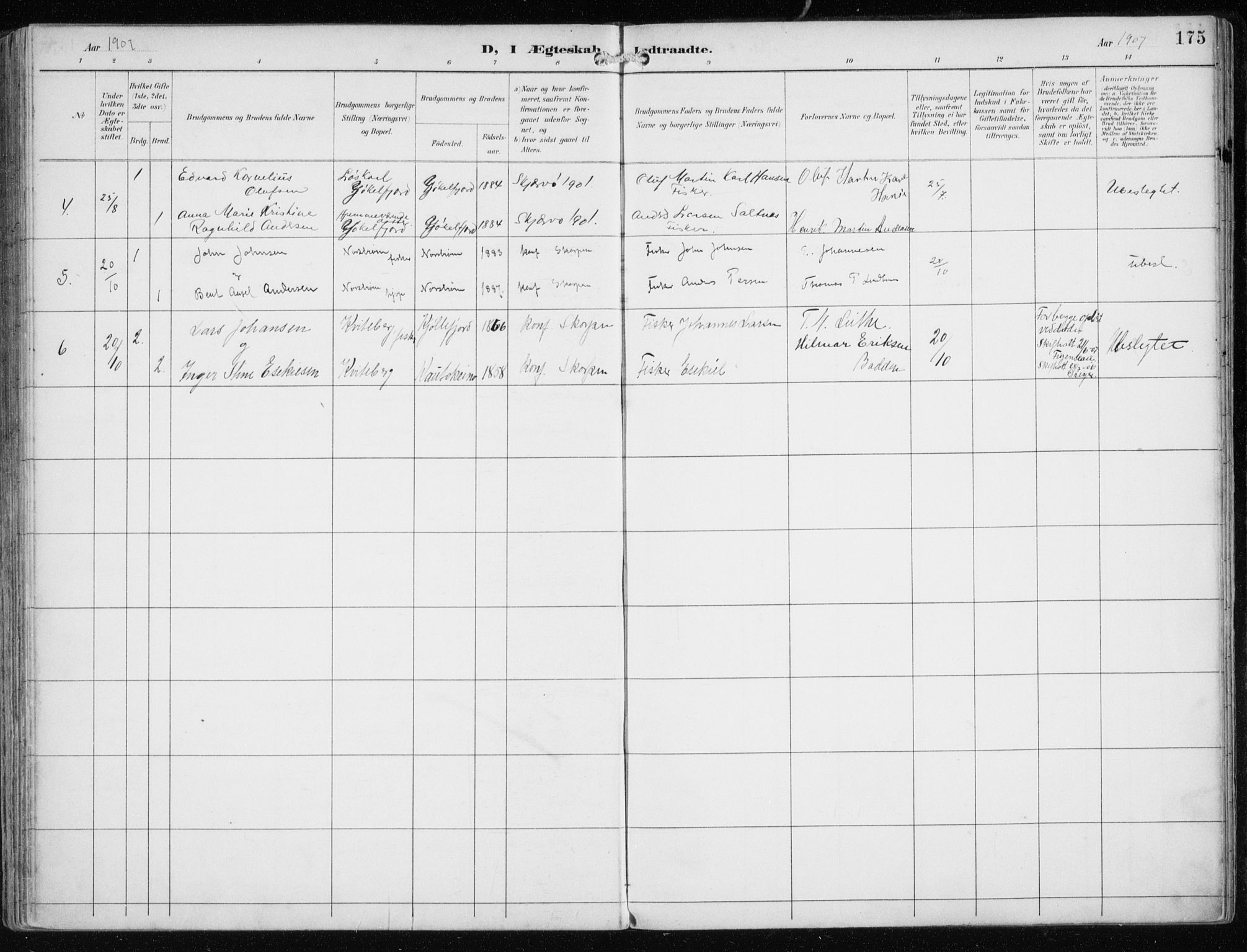 Skjervøy sokneprestkontor, AV/SATØ-S-1300/H/Ha/Haa/L0016kirke: Parish register (official) no. 16, 1892-1908, p. 175