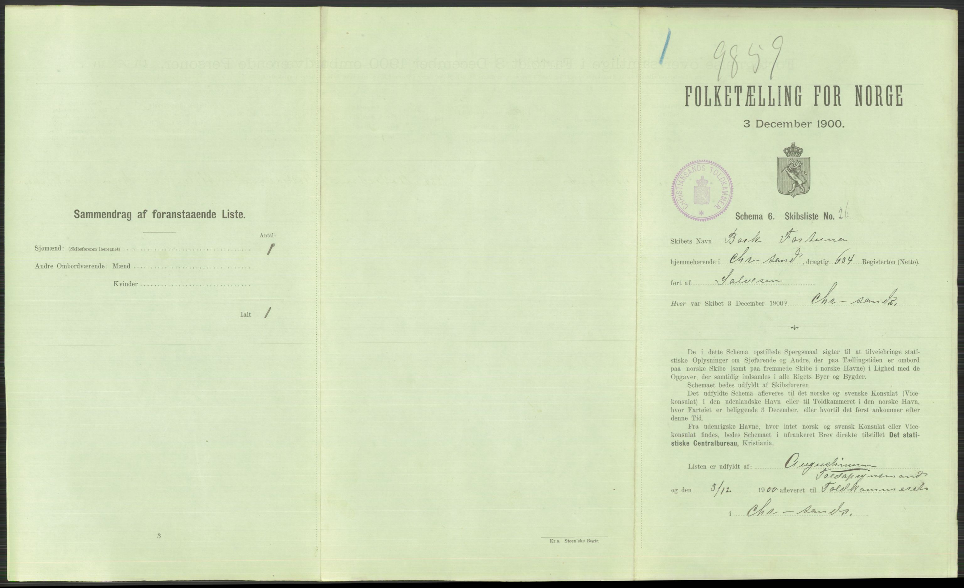 RA, 1900 Census - ship lists from ships in Norwegian harbours, harbours abroad and at sea, 1900, p. 777