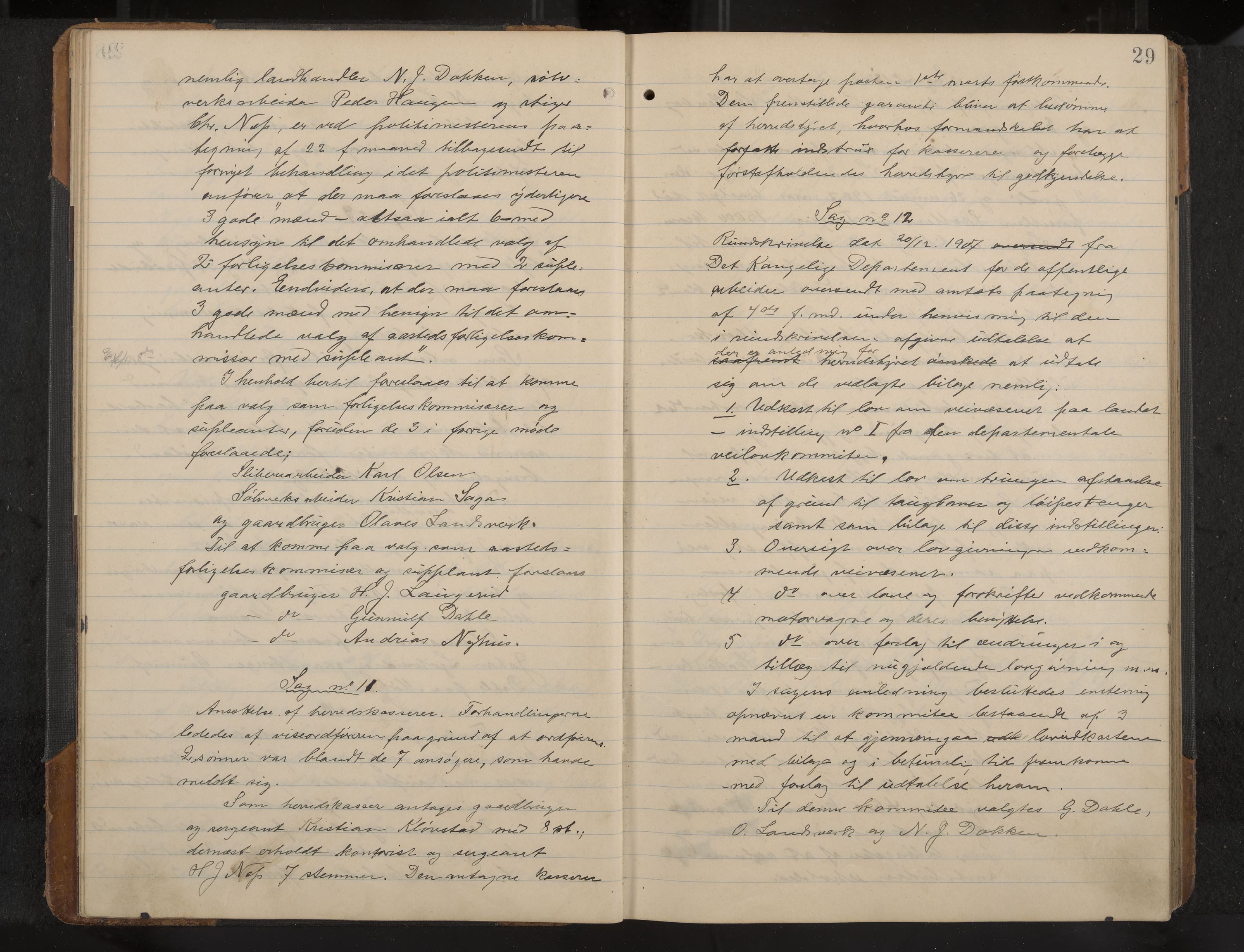 Øvre Sandsvær formannskap og sentraladministrasjon, IKAK/0630021/A/L0001: Møtebok med register, 1908-1913, p. 29