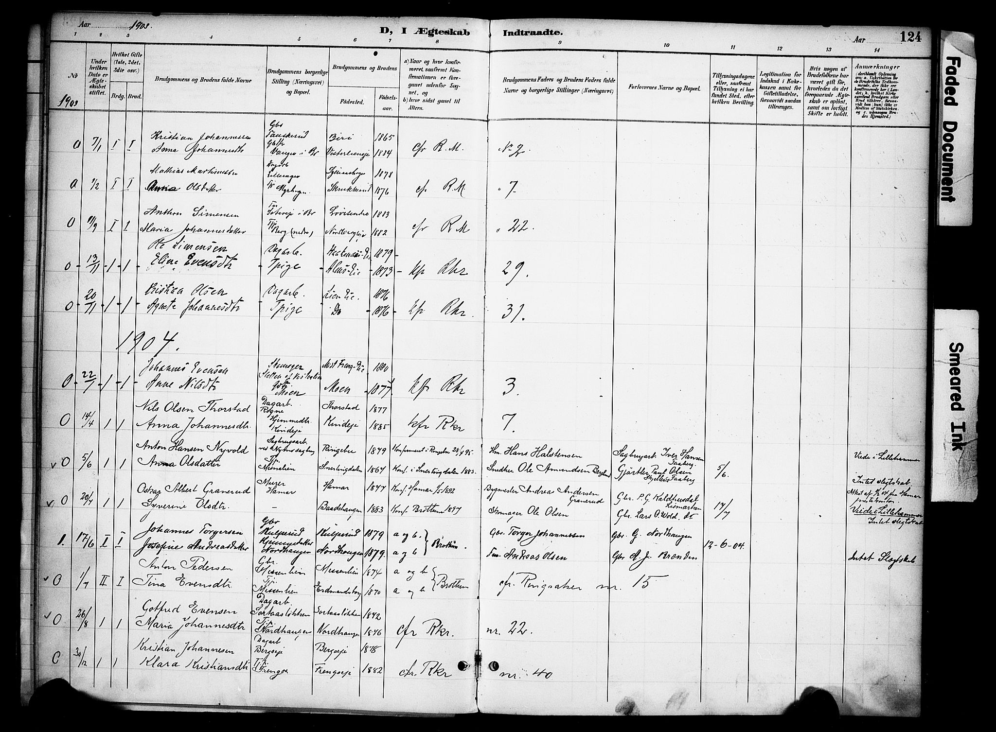 Ringsaker prestekontor, AV/SAH-PREST-014/K/Ka/L0015: Parish register (official) no. 15, 1891-1904, p. 124