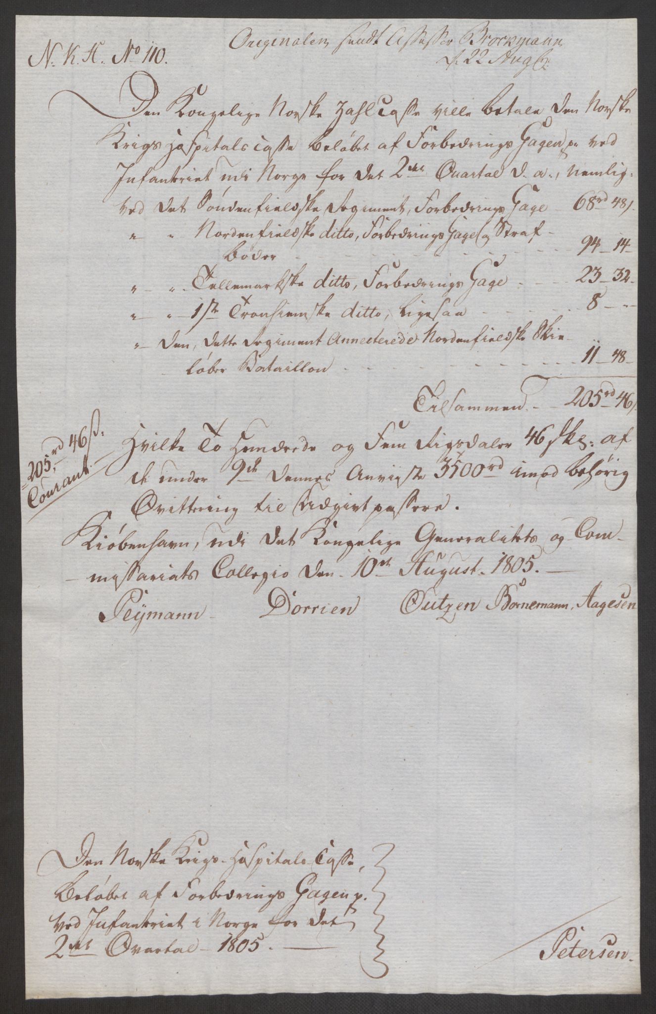 Forsvaret, Den norske kvesthuskasse/krigshospitalkasse, AV/RA-RAFA-1887/F/Fa/L0017: Innkomne brev:, 1782-1807, p. 730