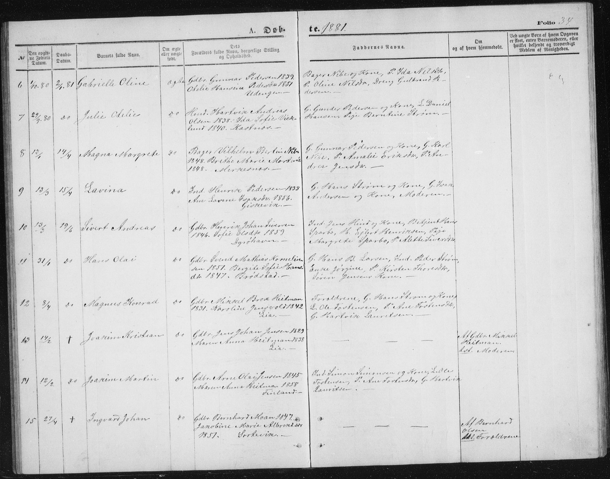 Tranøy sokneprestkontor, AV/SATØ-S-1313/I/Ia/Iab/L0013klokker: Parish register (copy) no. 13, 1874-1896, p. 34