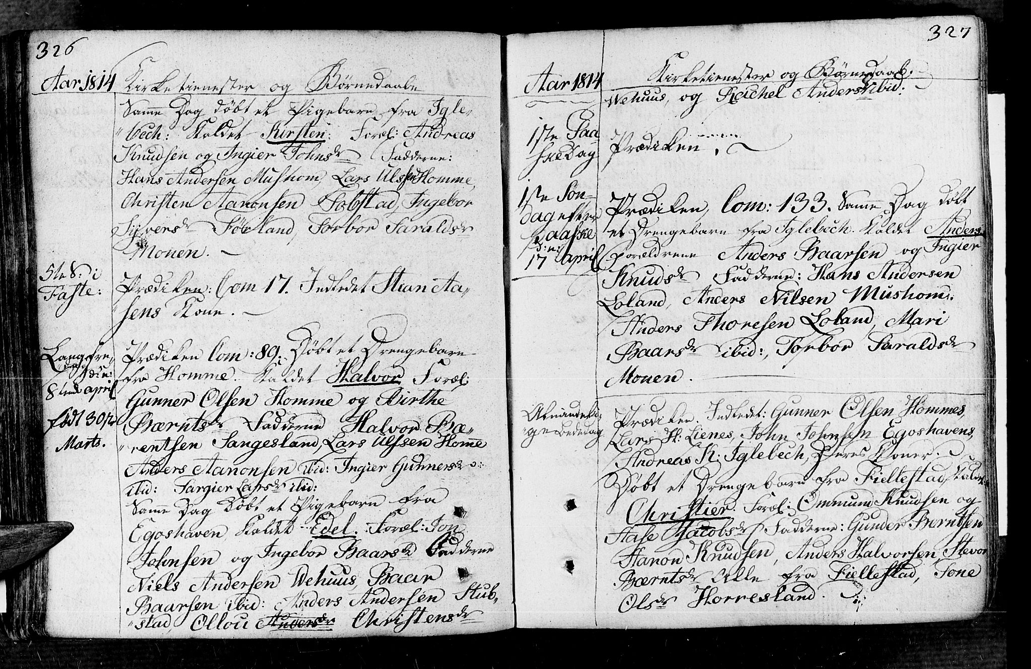 Vennesla sokneprestkontor, AV/SAK-1111-0045/Fa/Fac/L0002: Parish register (official) no. A 2, 1785-1834, p. 326-327