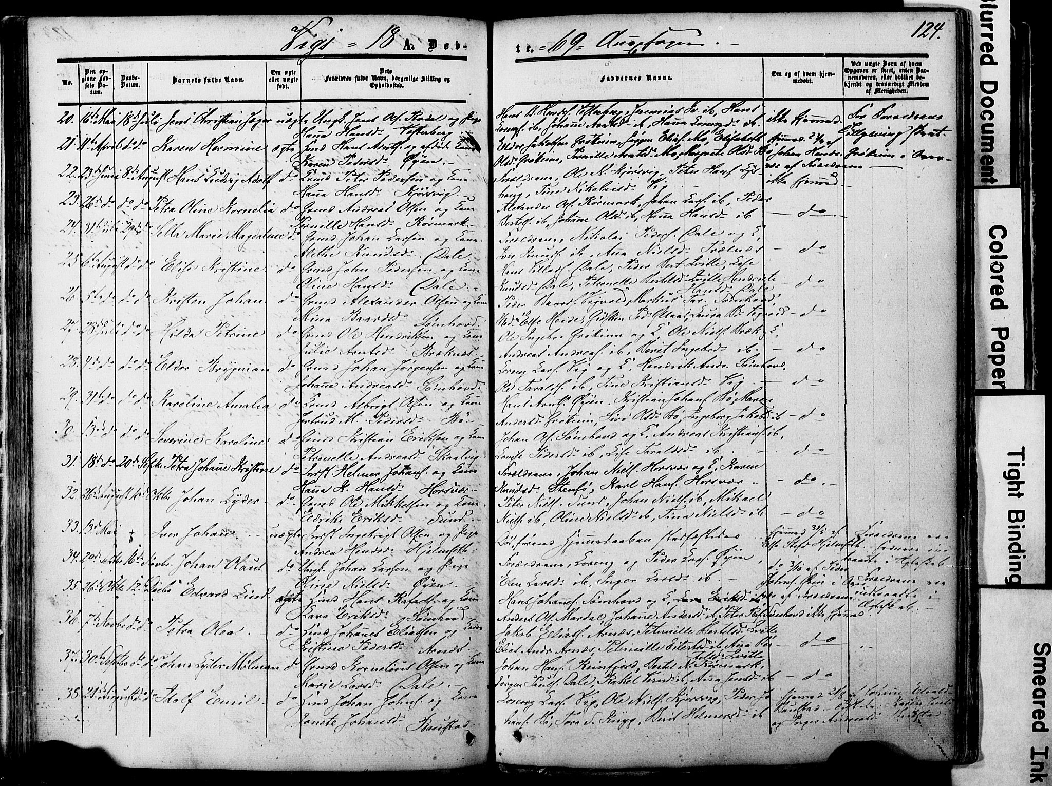 Ministerialprotokoller, klokkerbøker og fødselsregistre - Nordland, AV/SAT-A-1459/812/L0176: Parish register (official) no. 812A05, 1834-1874, p. 124