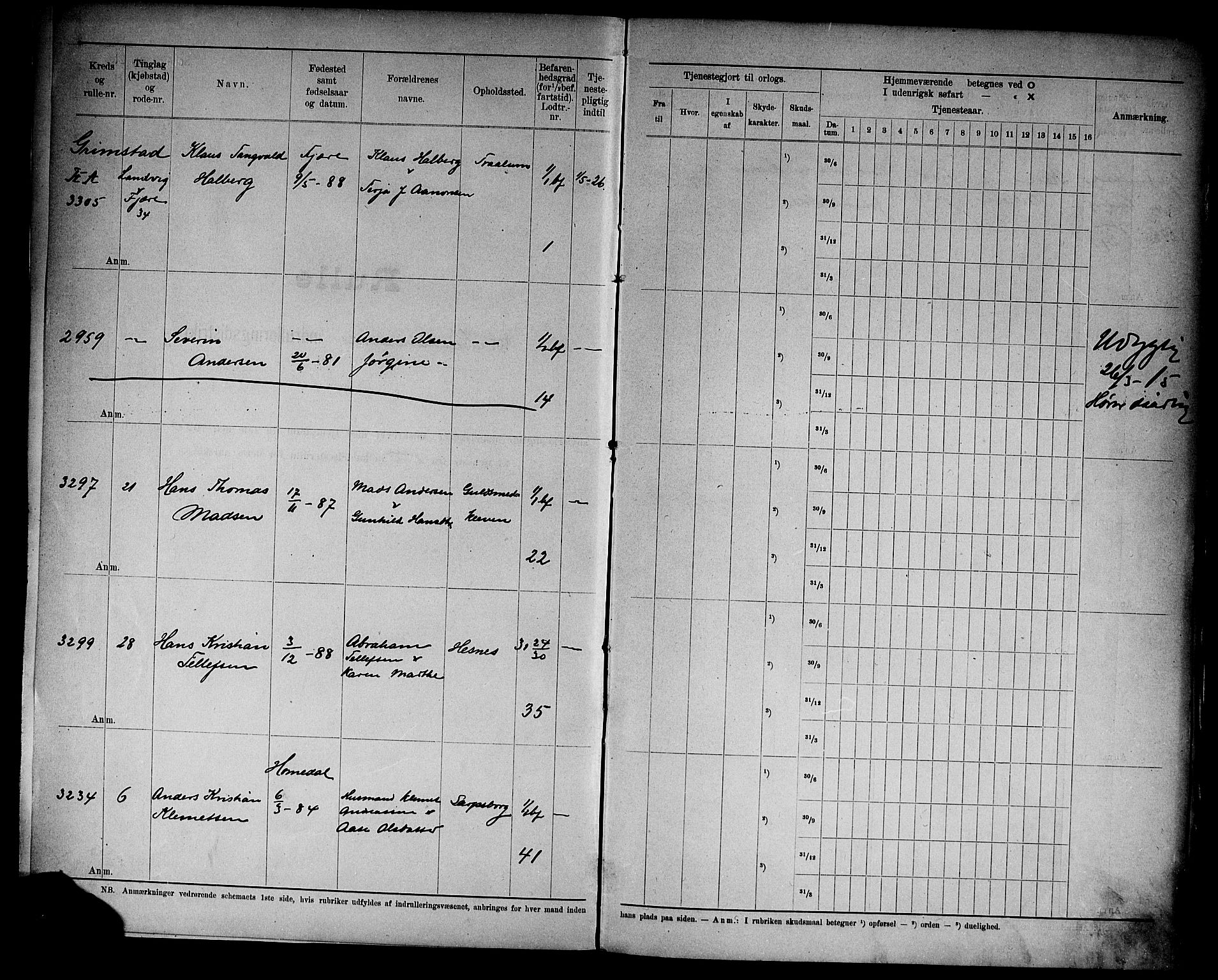 Kristiansand mønstringskrets, AV/SAK-2031-0015/F/Fd/L0012: Rulle sjøvernepliktige, C-12, 1910, p. 4