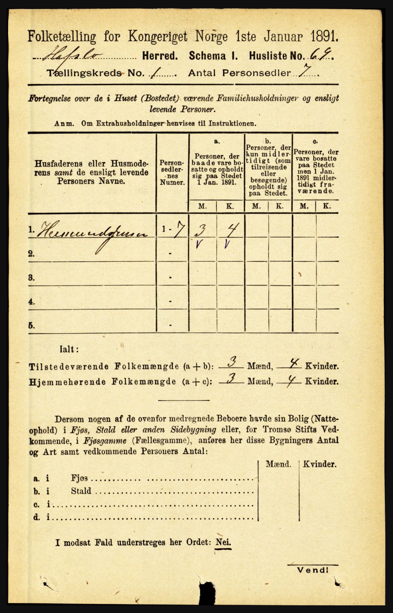 RA, 1891 census for 1425 Hafslo, 1891, p. 98