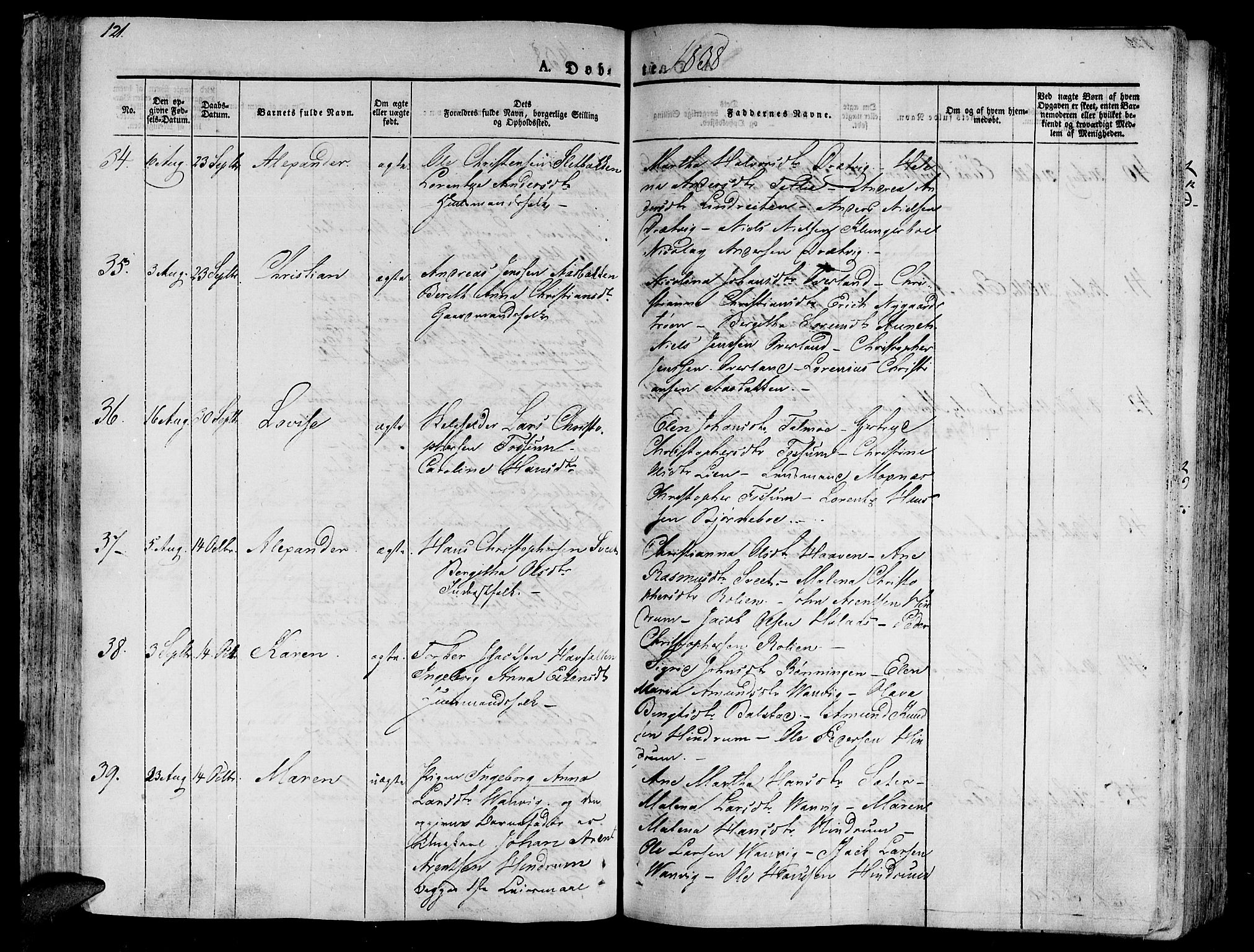Ministerialprotokoller, klokkerbøker og fødselsregistre - Nord-Trøndelag, SAT/A-1458/701/L0006: Parish register (official) no. 701A06, 1825-1841, p. 121