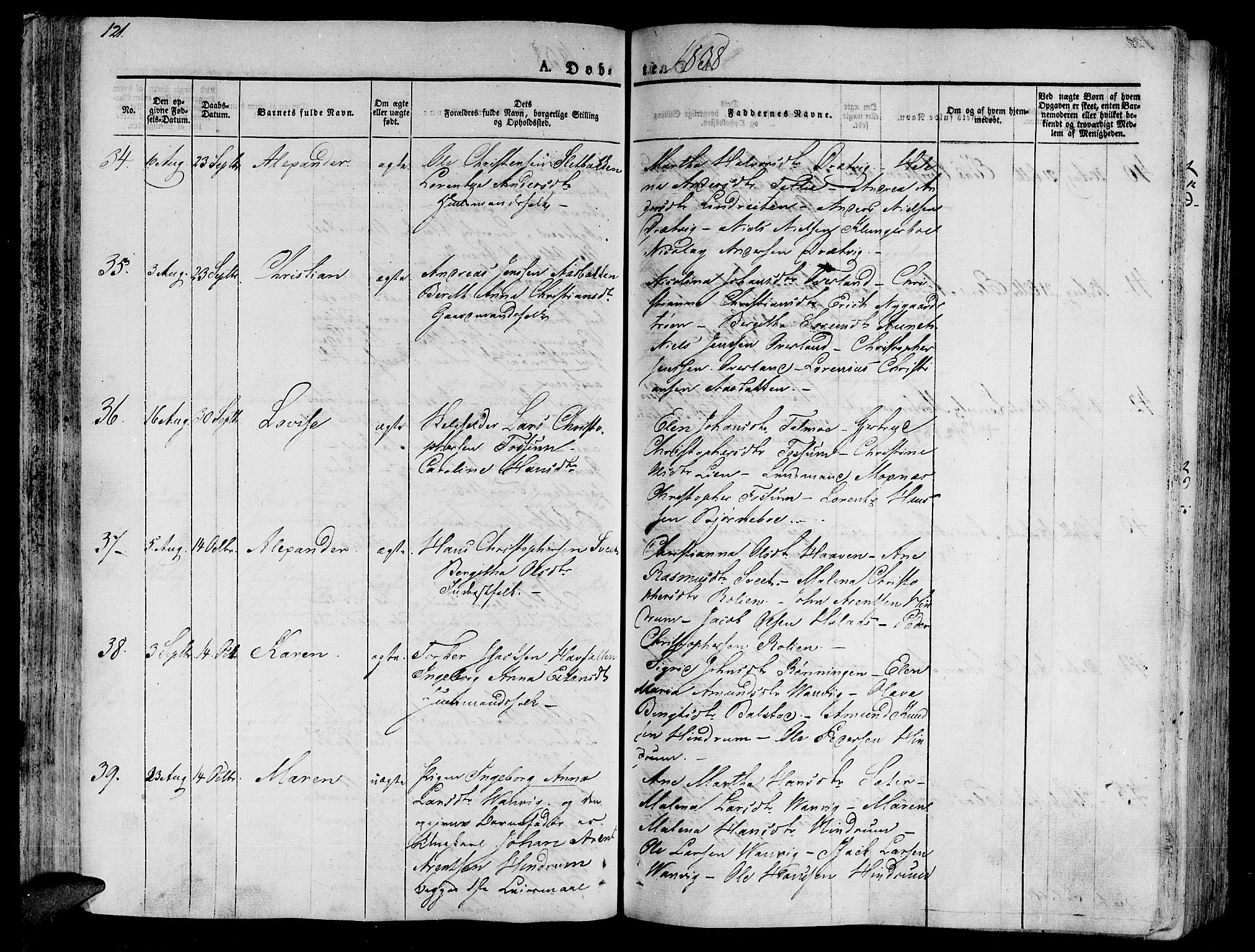 Ministerialprotokoller, klokkerbøker og fødselsregistre - Nord-Trøndelag, AV/SAT-A-1458/701/L0006: Parish register (official) no. 701A06, 1825-1841, p. 121