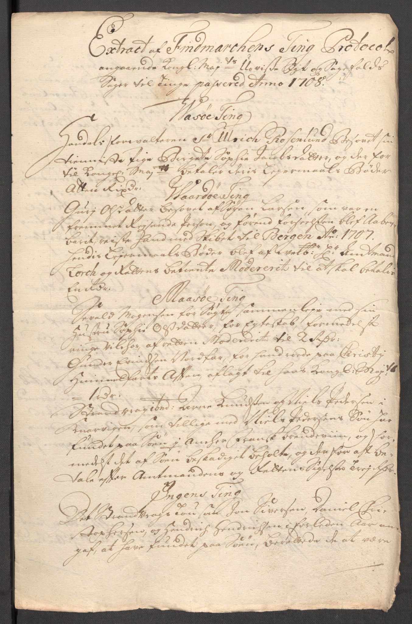 Rentekammeret inntil 1814, Reviderte regnskaper, Fogderegnskap, RA/EA-4092/R69/L4854: Fogderegnskap Finnmark/Vardøhus, 1707-1708, p. 207