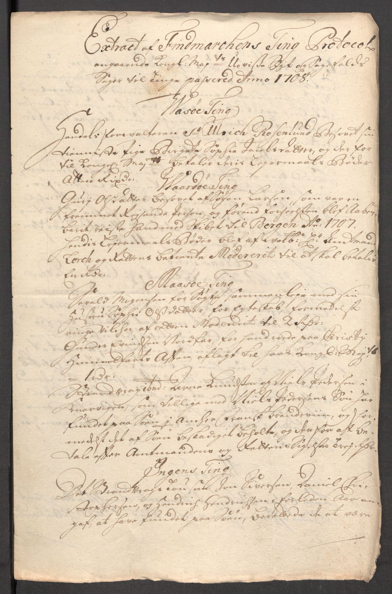 Rentekammeret inntil 1814, Reviderte regnskaper, Fogderegnskap, AV/RA-EA-4092/R69/L4854: Fogderegnskap Finnmark/Vardøhus, 1707-1708, p. 207